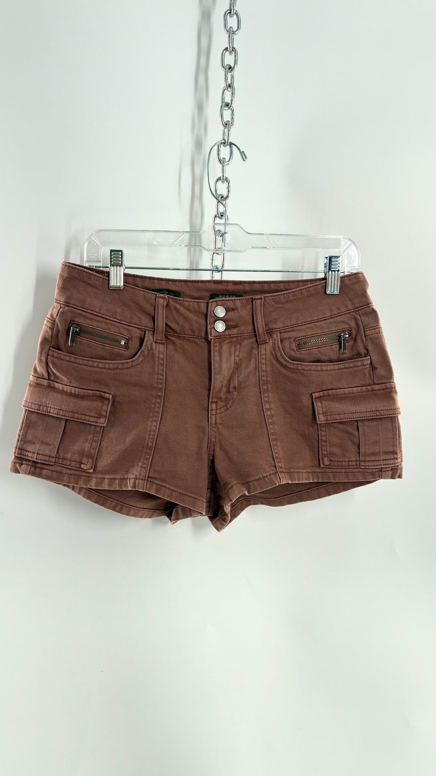 Low Rise Micro Mini Brown Cargo Short (Small)