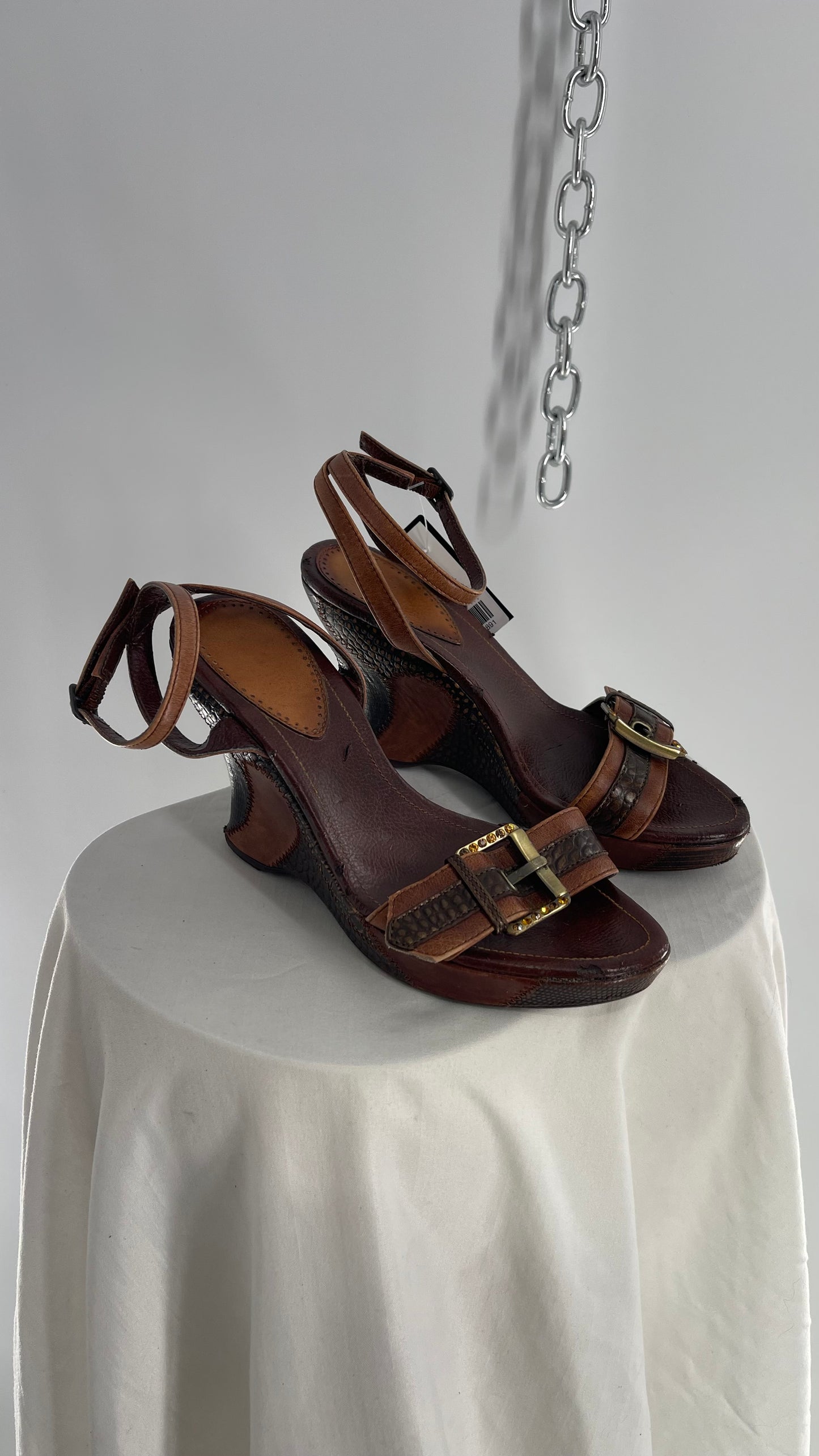 Vintage Hilary Radley Leather Patchwork Buckled Wedges (5)