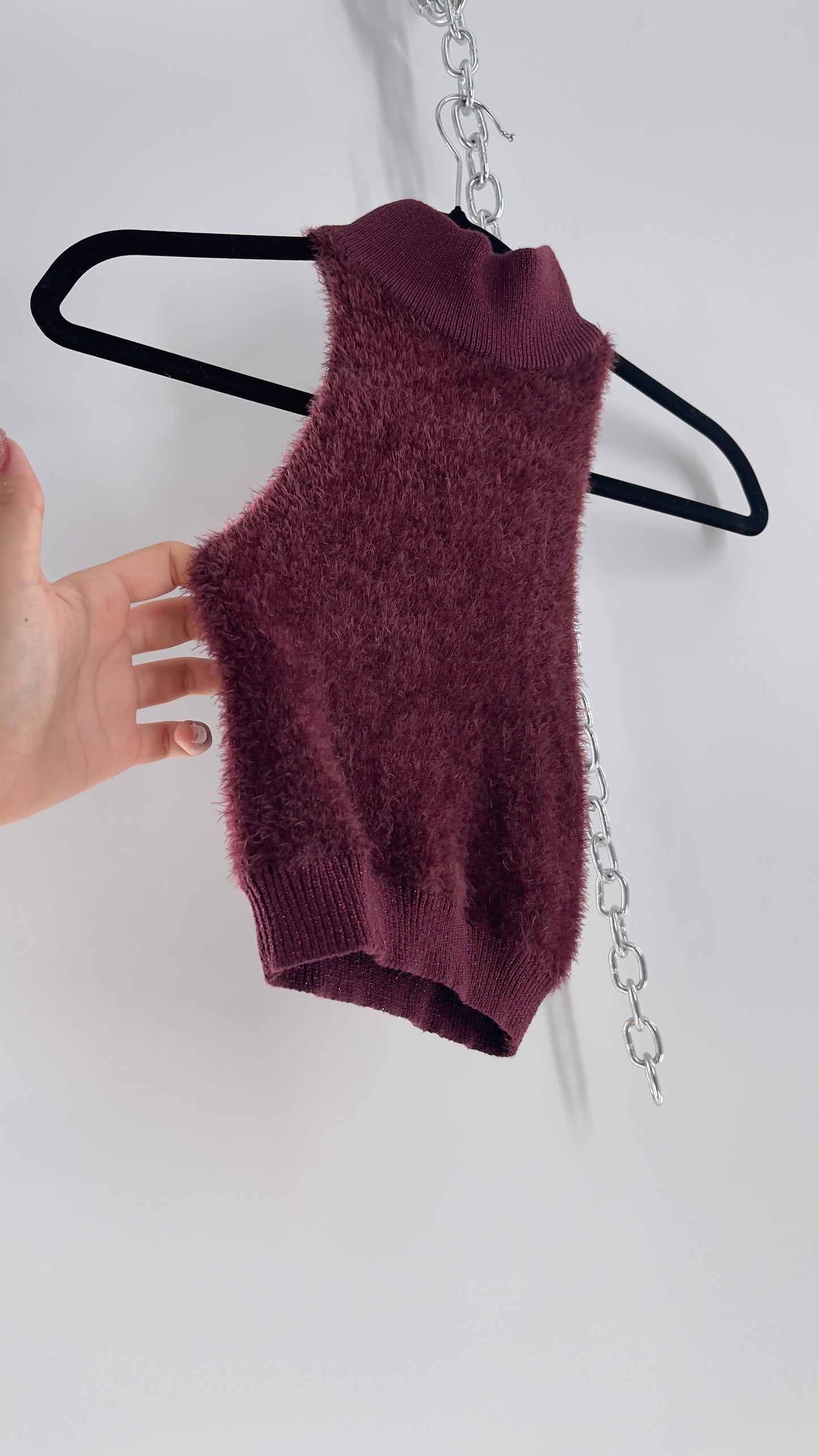 Urban Outfitters Fuzzy Burgundy Turtleneck Tank (Medium)