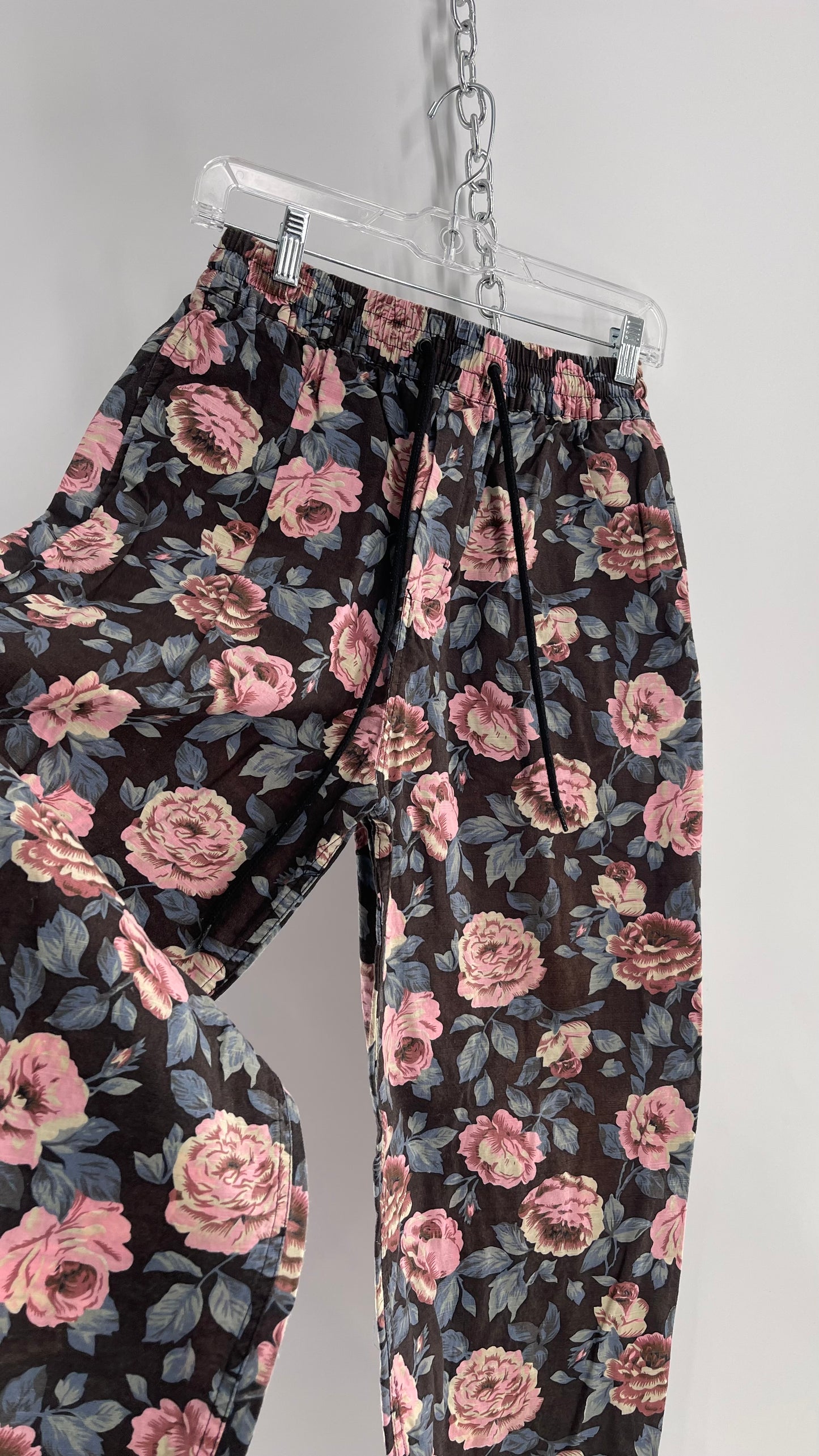 Urban Outfitters Brown/Pink Floral Joggers (Small)