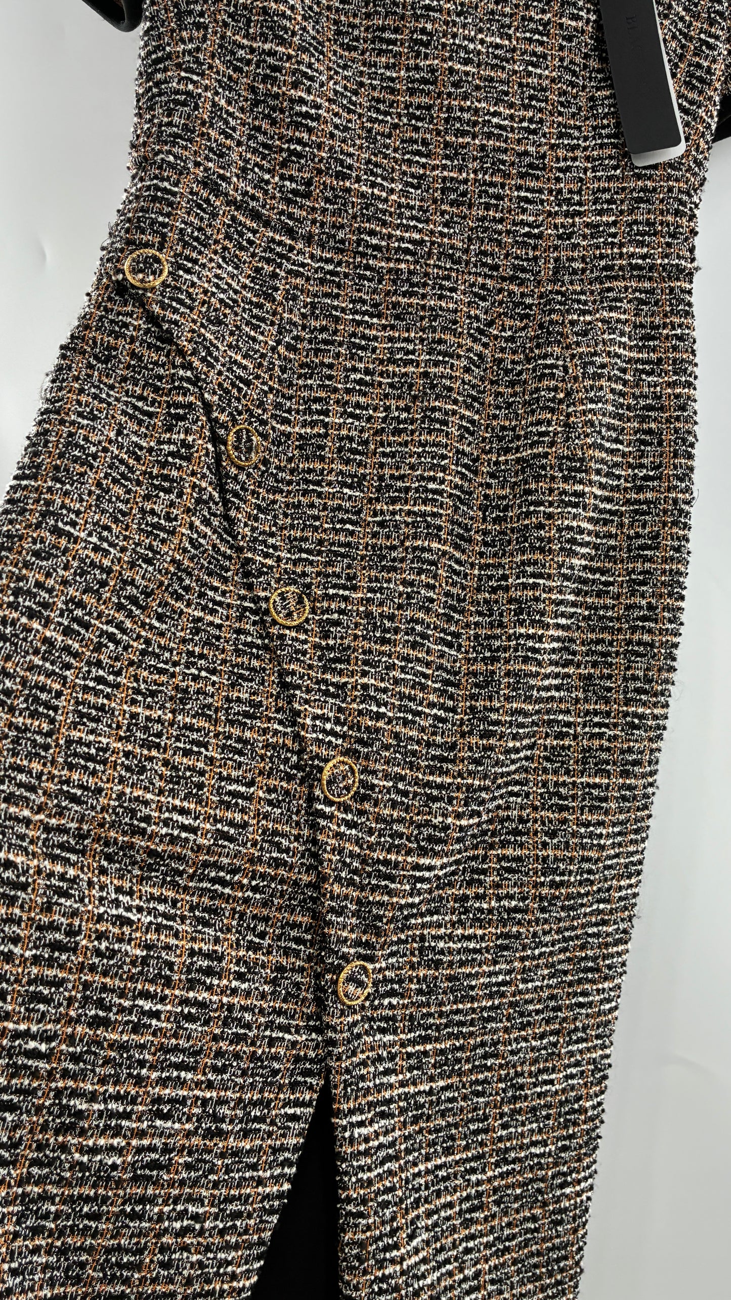 BLACK HALO Tweed Midi Dress with Tags Attached (8)