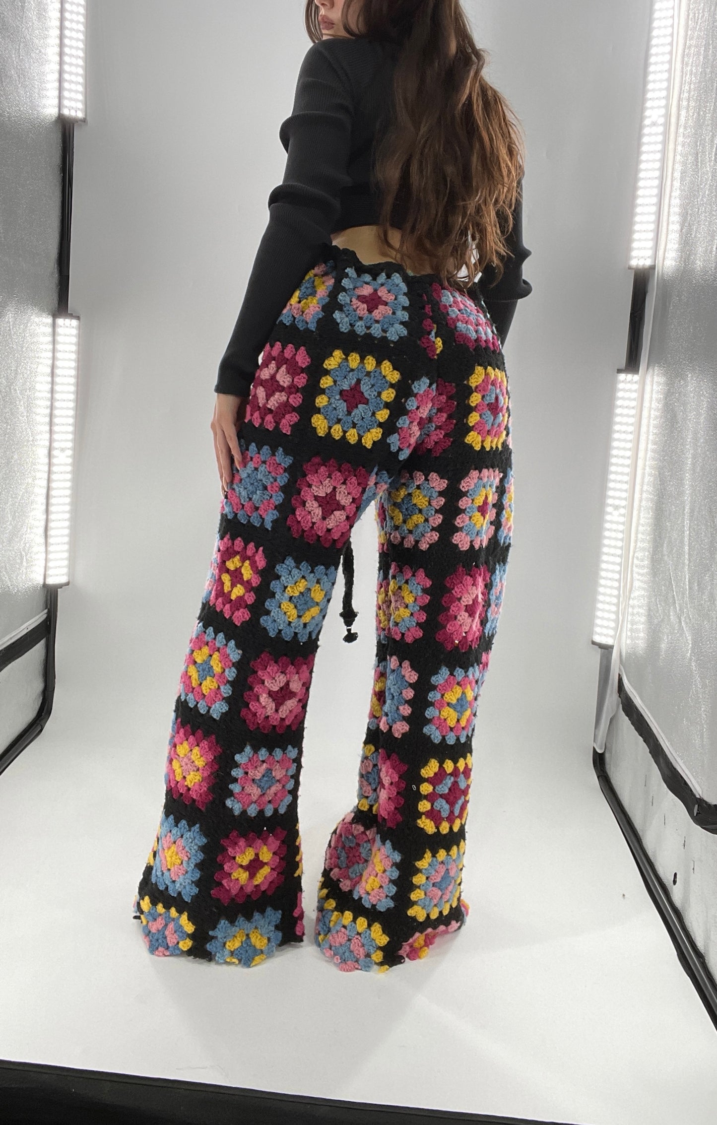 CUSTOM Handmade Granny Square High Contrast Lounge Pants (XS/S/M/L)