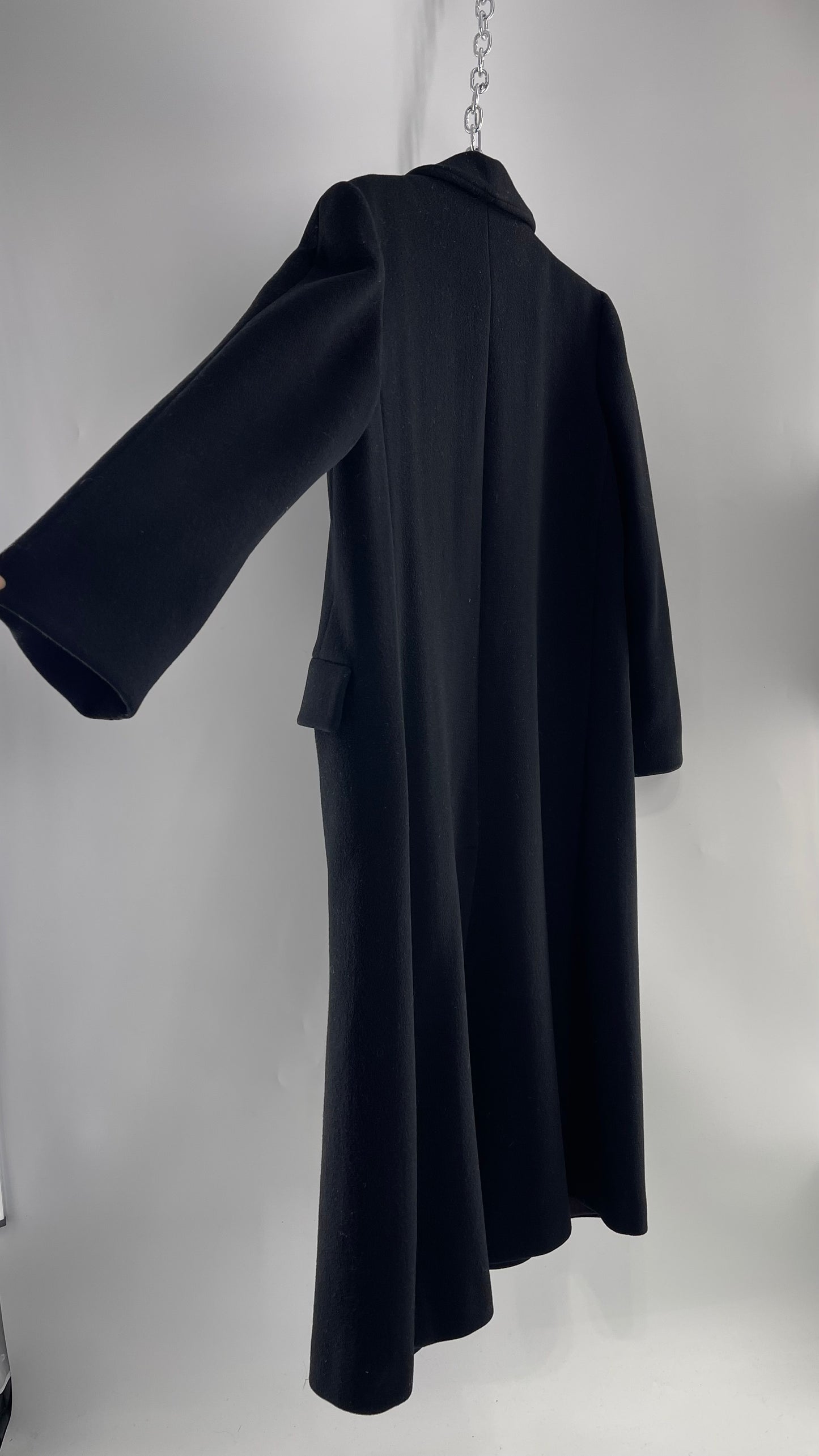 Vintage CENTRAL PARK NY 100% Wool Black Full Length Coat (M/L)