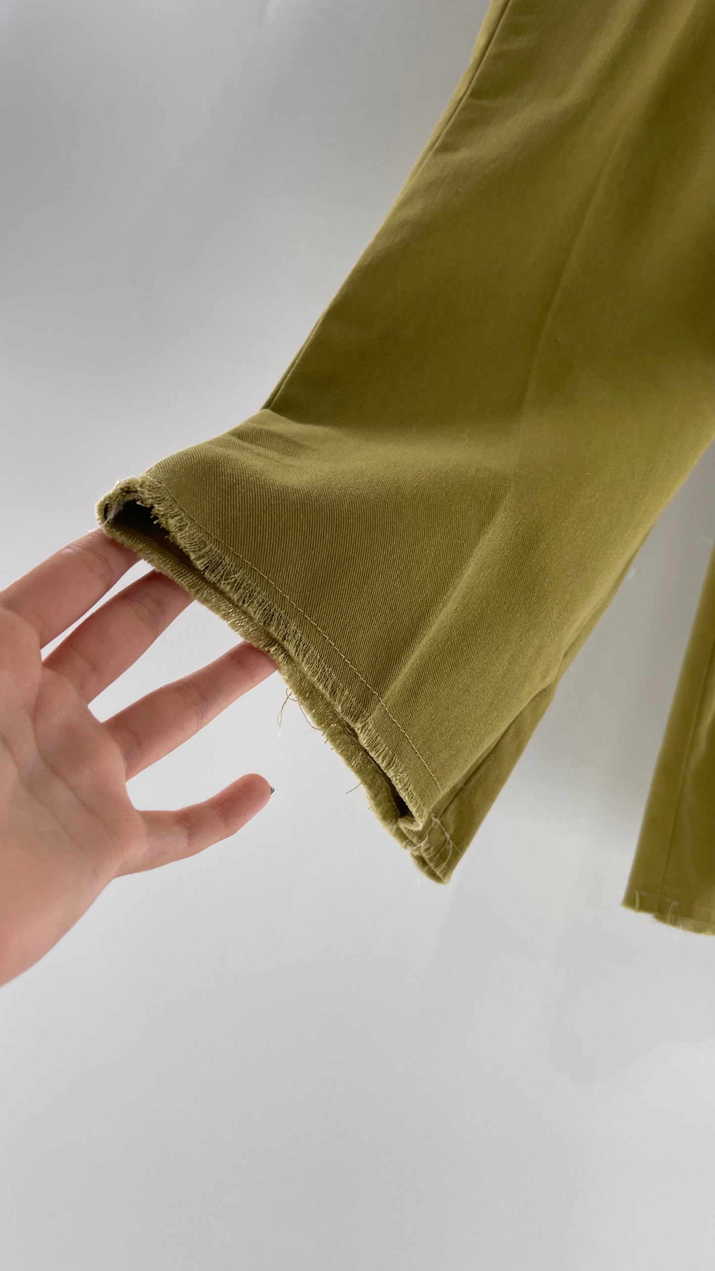 Dickies Mustard Green Cropped with Raw Edge Hem (4)