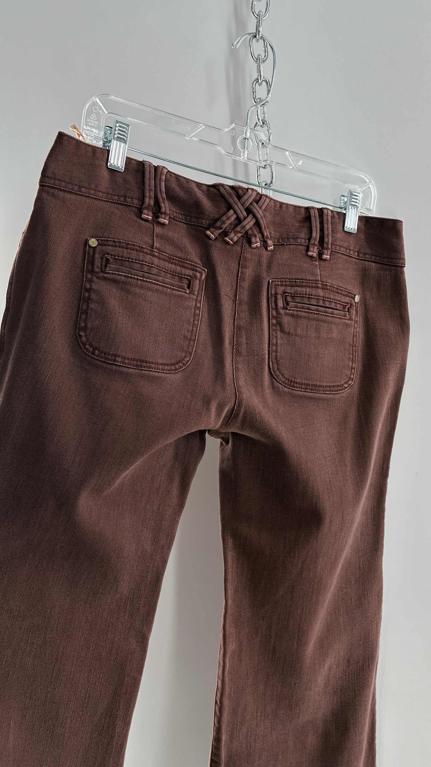 Vintage BICA CHEIA Brown Low Rise Wide Leg Jeans with Mini Pockets (32)