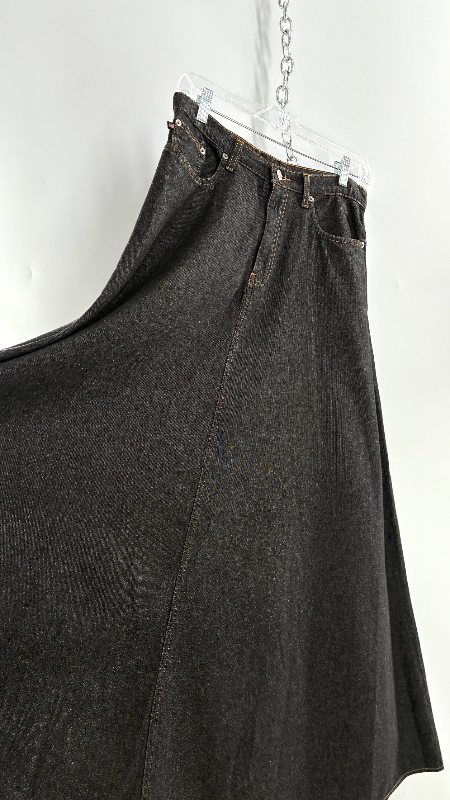 Vintage Ralph Lauren 100% Cotton Dark Wash Denim Full Length Skirt  (6)
