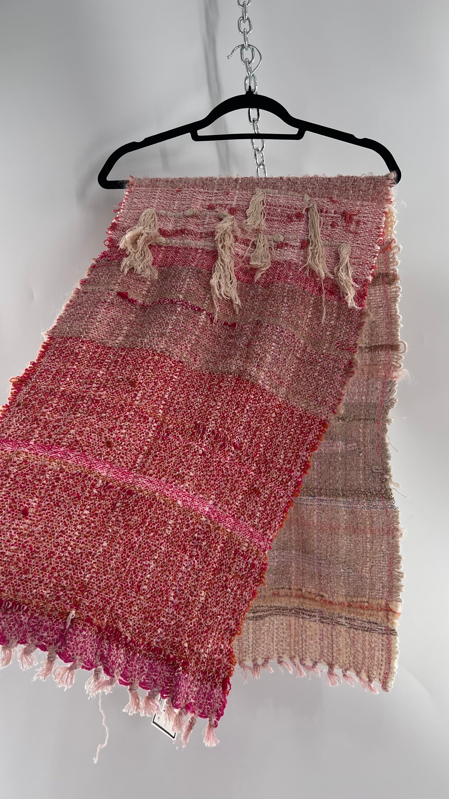 Anthropologie ALL ROADS Pink and Red Hand Knit Scarf