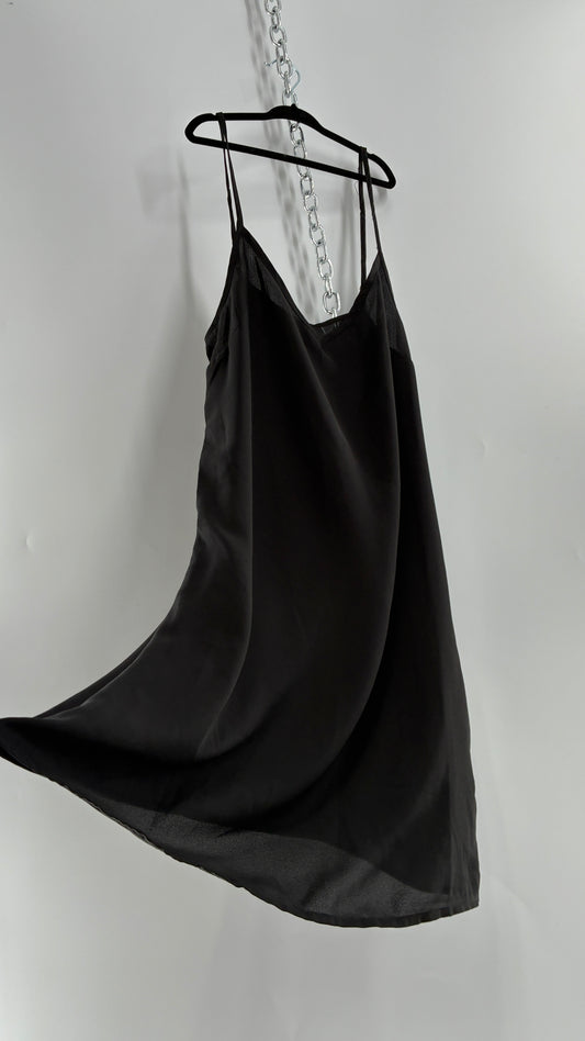 Black Mini Slip Dress (Medium)