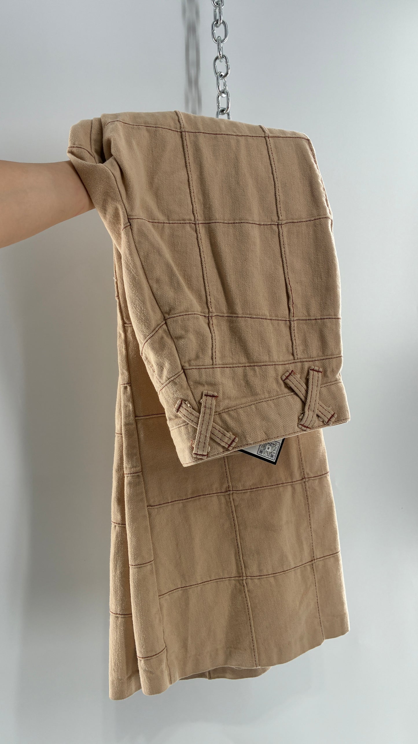 Vintage Tan Patchwork Flare with “X” Belt Loops (XS/S)