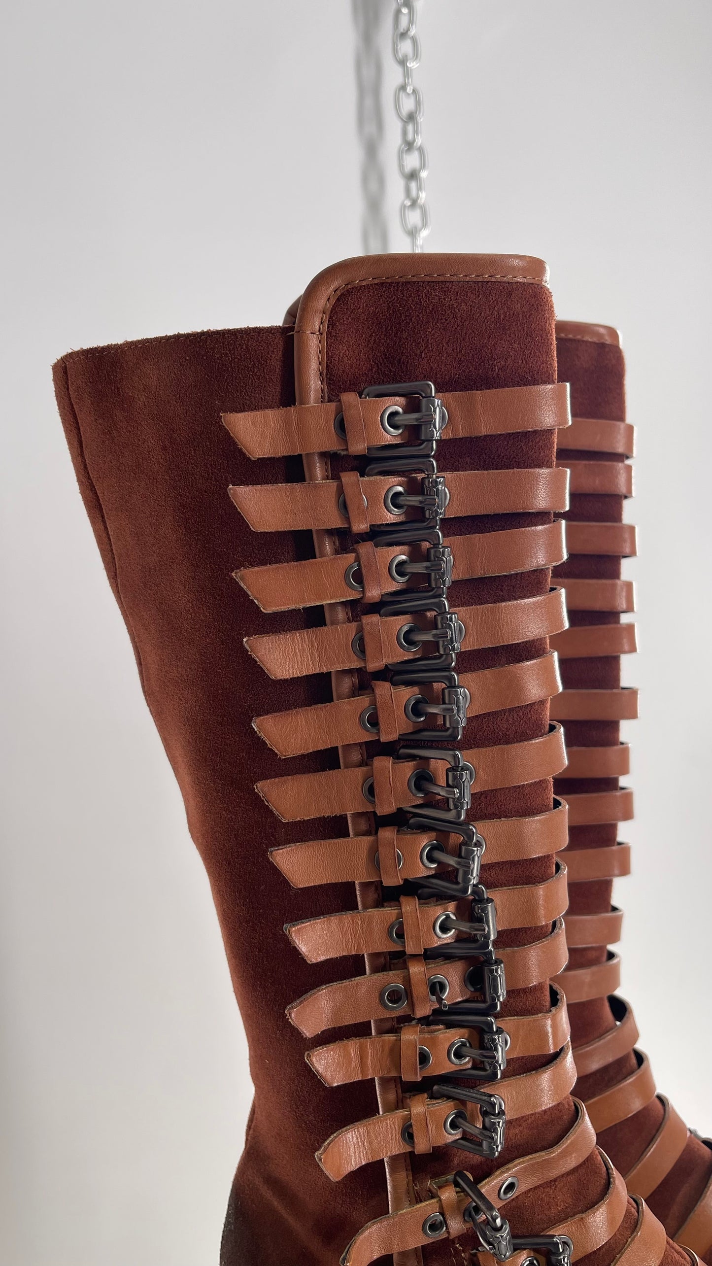 Deadstock Vintage LUXURY REBEL Suede Leather Buckle Boots (36)