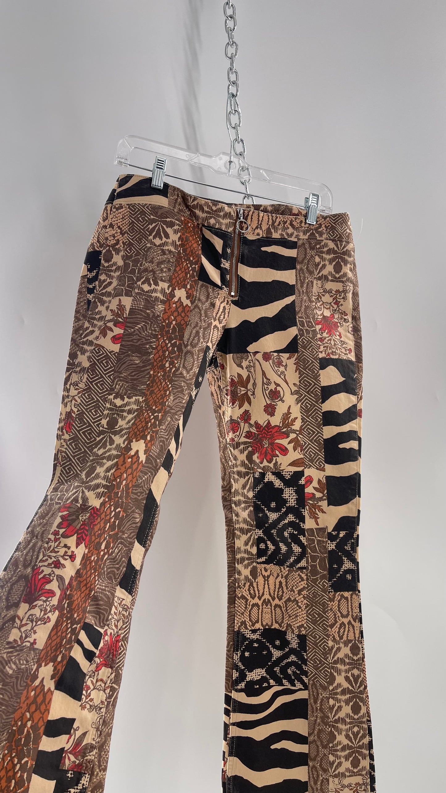 Animal Print Patchwork Graphic Low Waisted Kickflares Free People We The Free (30)