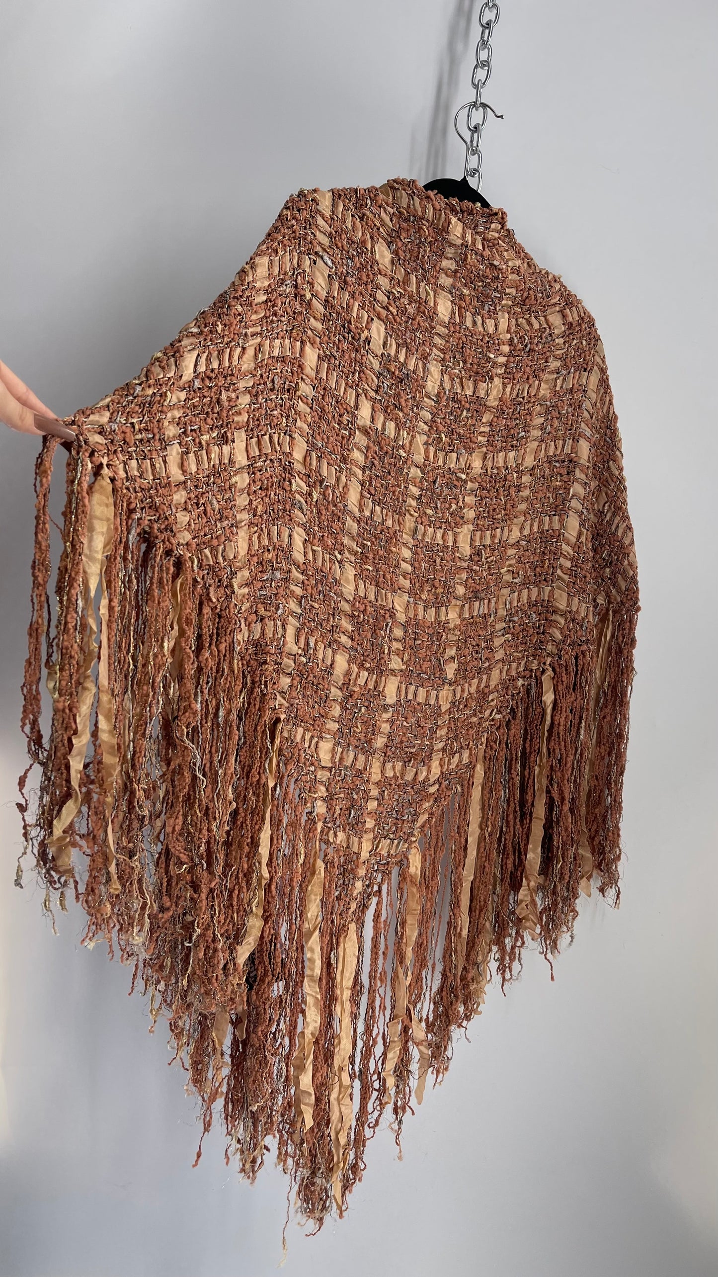 Vintage Fringed Scarf/Cape Benefits Hand Woven by Bob Gibson and Jon Fivecoat (One Size)