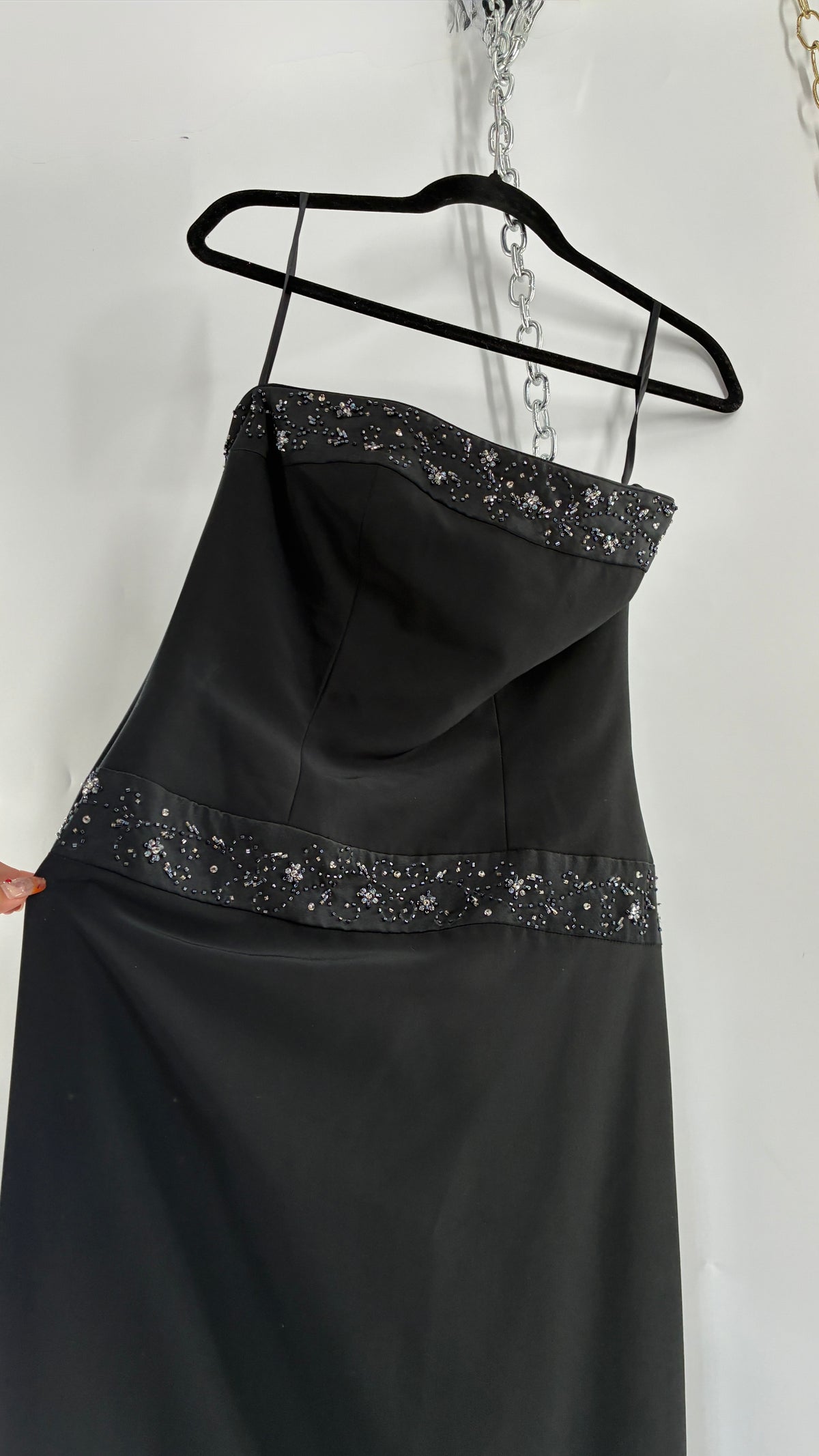 Vintage HAUTE COUTURE OBSESSIONS Black Beaded Maxi Dress (8)