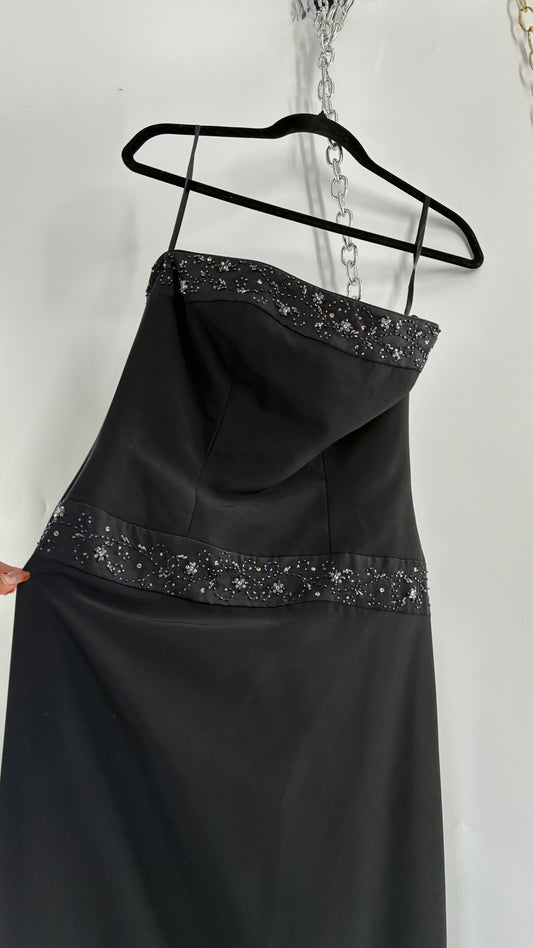 Vintage HAUTE COUTURE OBSESSIONS Black Beaded Maxi Dress (8)