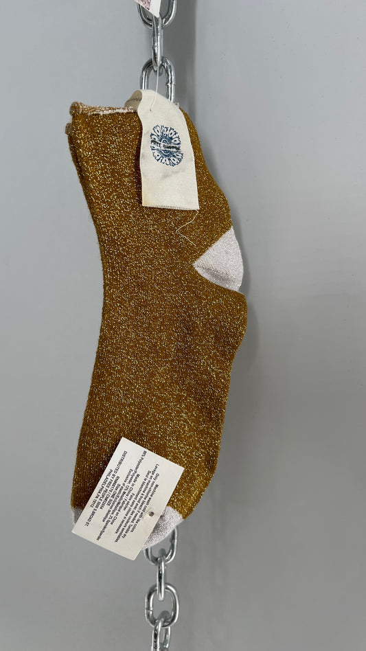 Free People Gold and Tinsel Crew Sock