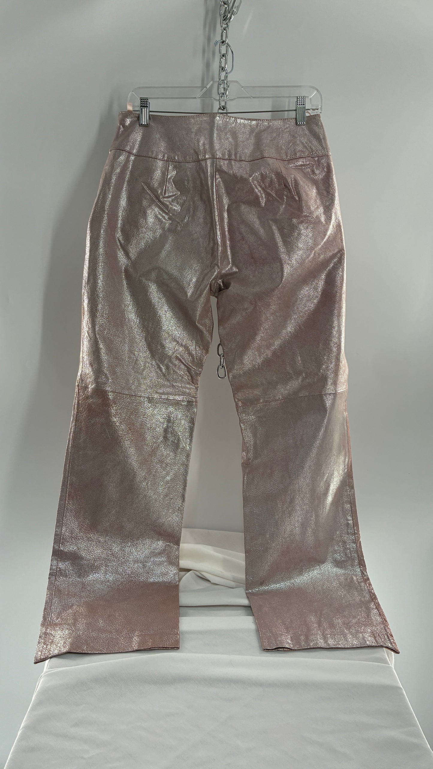 Vintage Deadstock METROSTYLE Pink Metallic Leather Low Rise Bottoms (12)