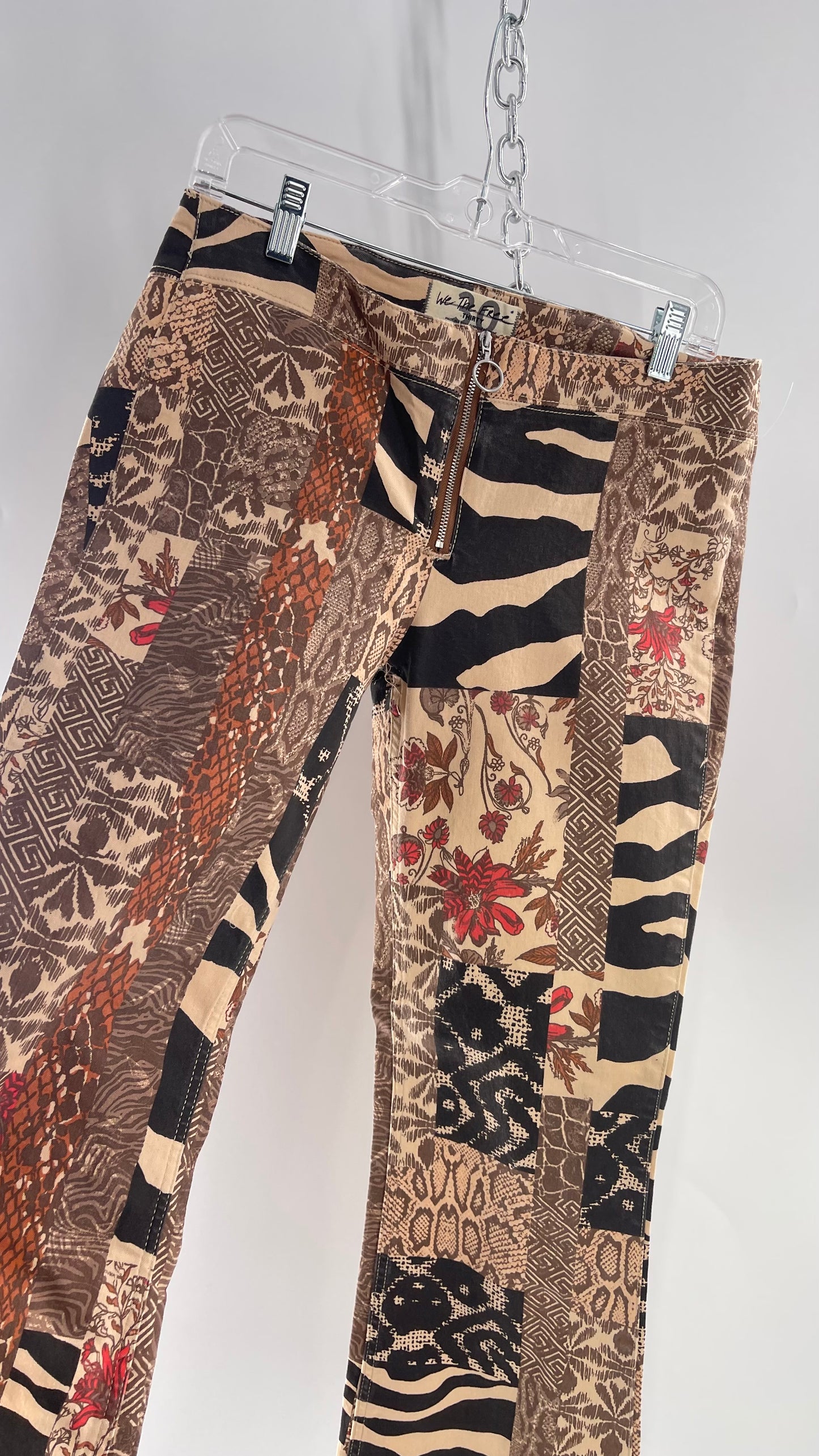 Animal Print Patchwork Graphic Low Waisted Kickflares Free People We The Free (30)