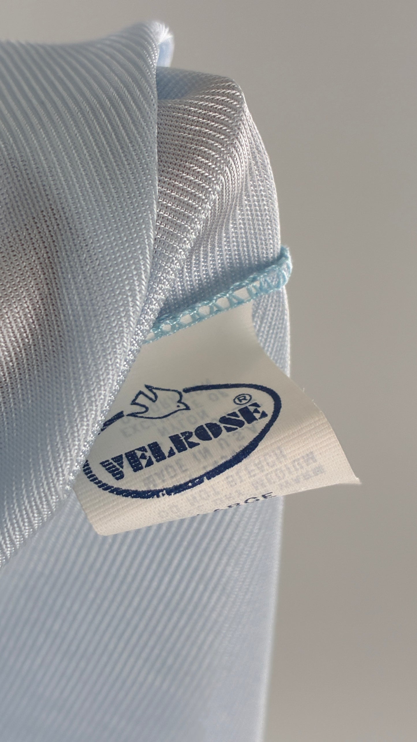 Vintage VELROSE Baby Blue Mini Skirt with Thick White Lace (Large)