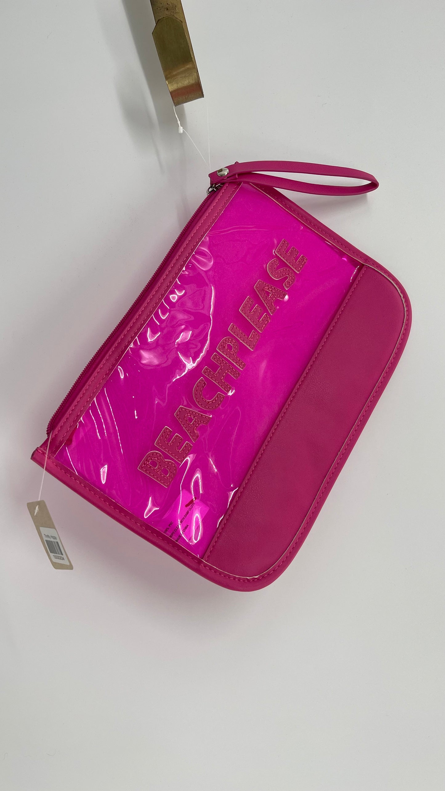 Pink “BEACH PLEASE” Oversized Zipper Pouch
