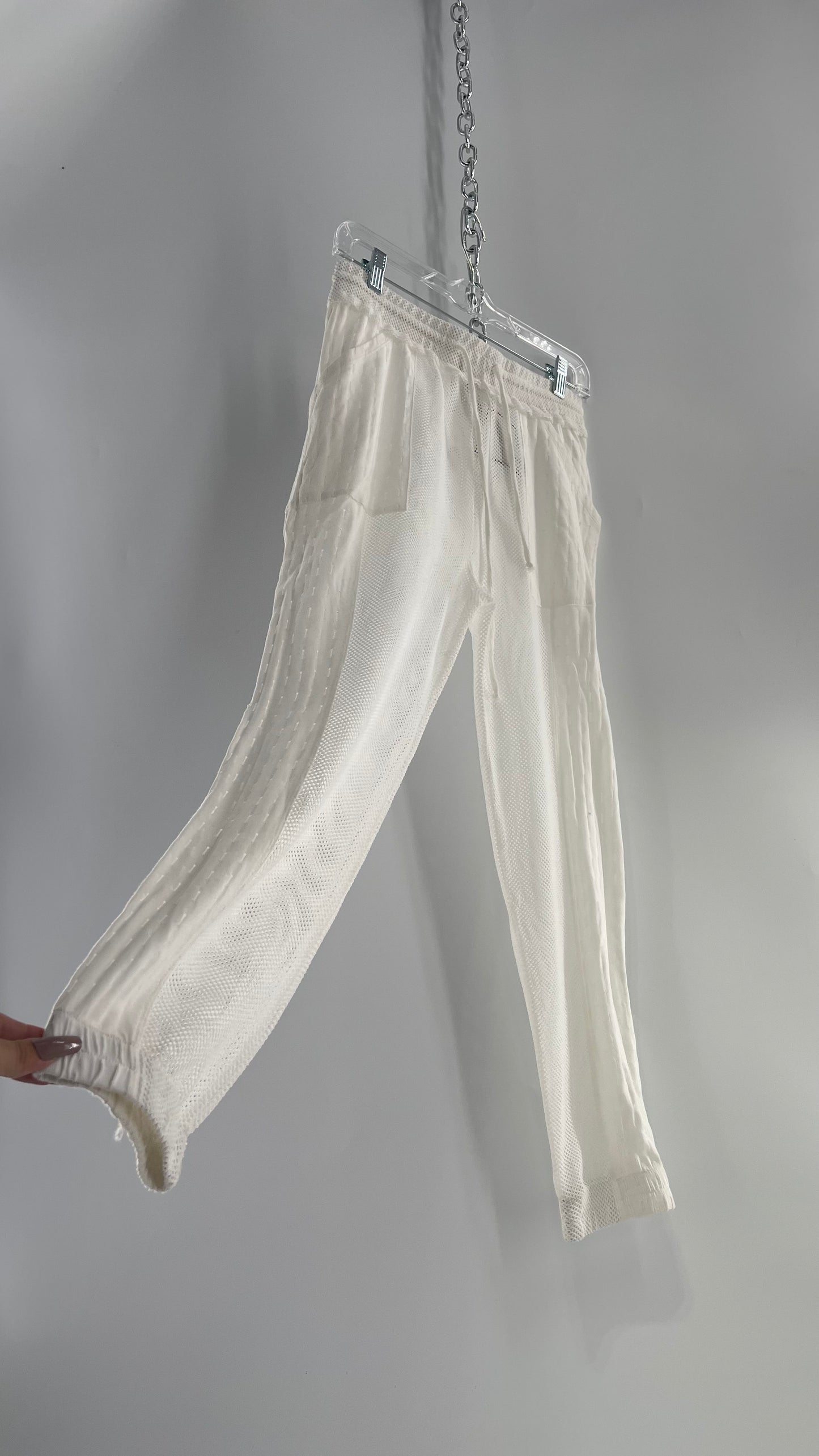 Free People Movement White Mesh Patchwork Lounge/Athletic Pants (XS)