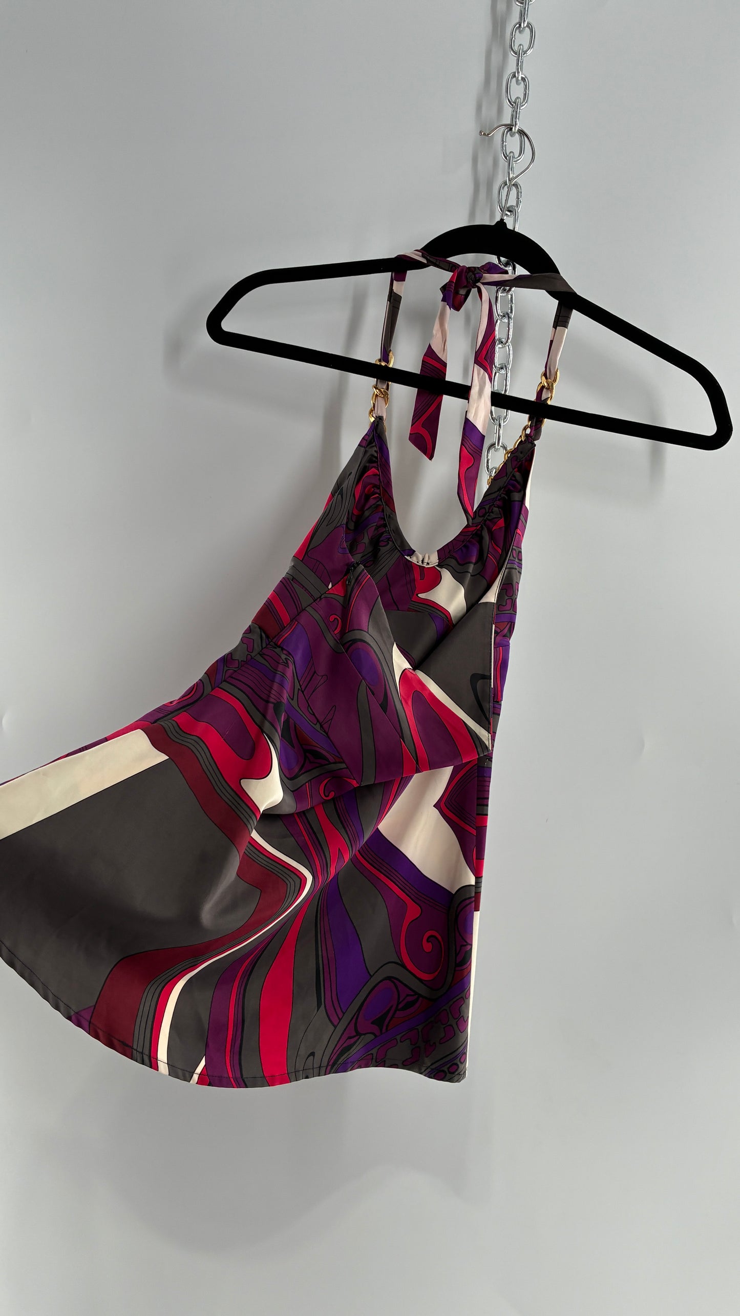 Vintage 1990s GUESS Silky Halter with Chain Detail (XS)