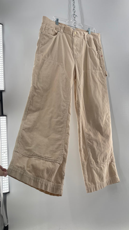 Urban Outfitters BDG Beige Corduroy Cargos with Leg Patches (36)