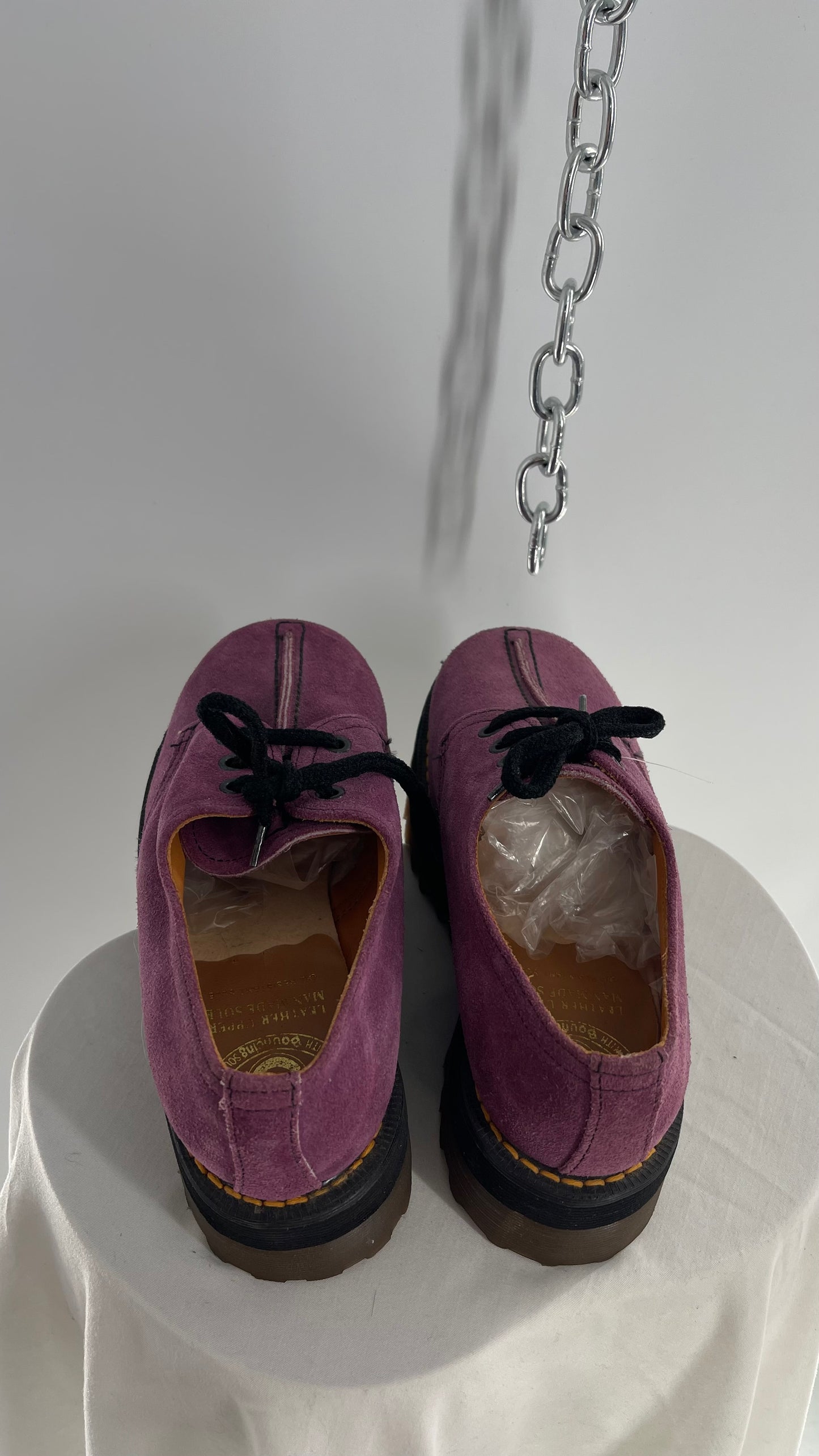 SUPER RARE Vintage Dr. Martens Platform Purple/Mauve Suede Leather Oxfords (3)