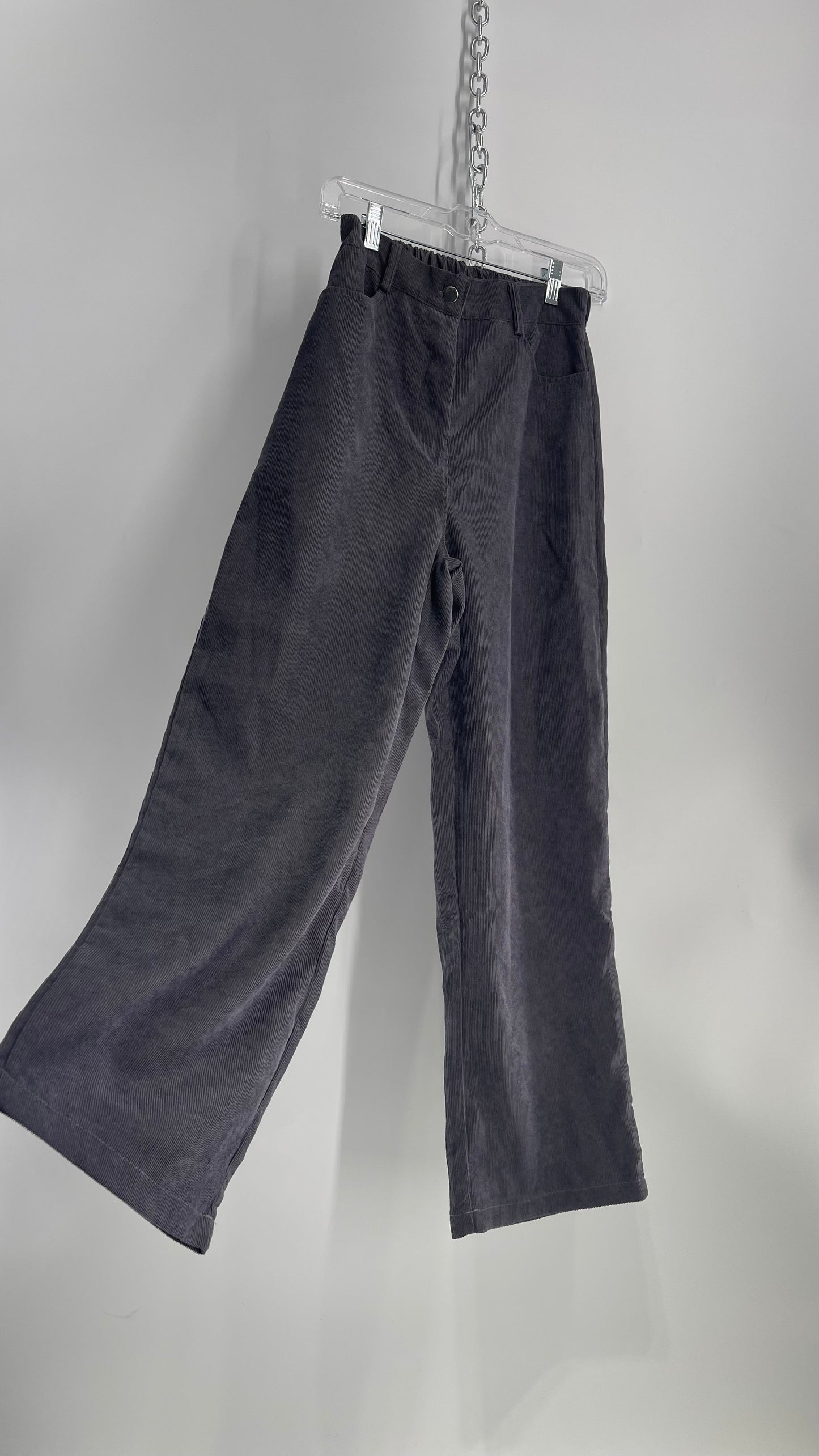 Gray Corduroy Straight Legs with Romwe Tags Attached