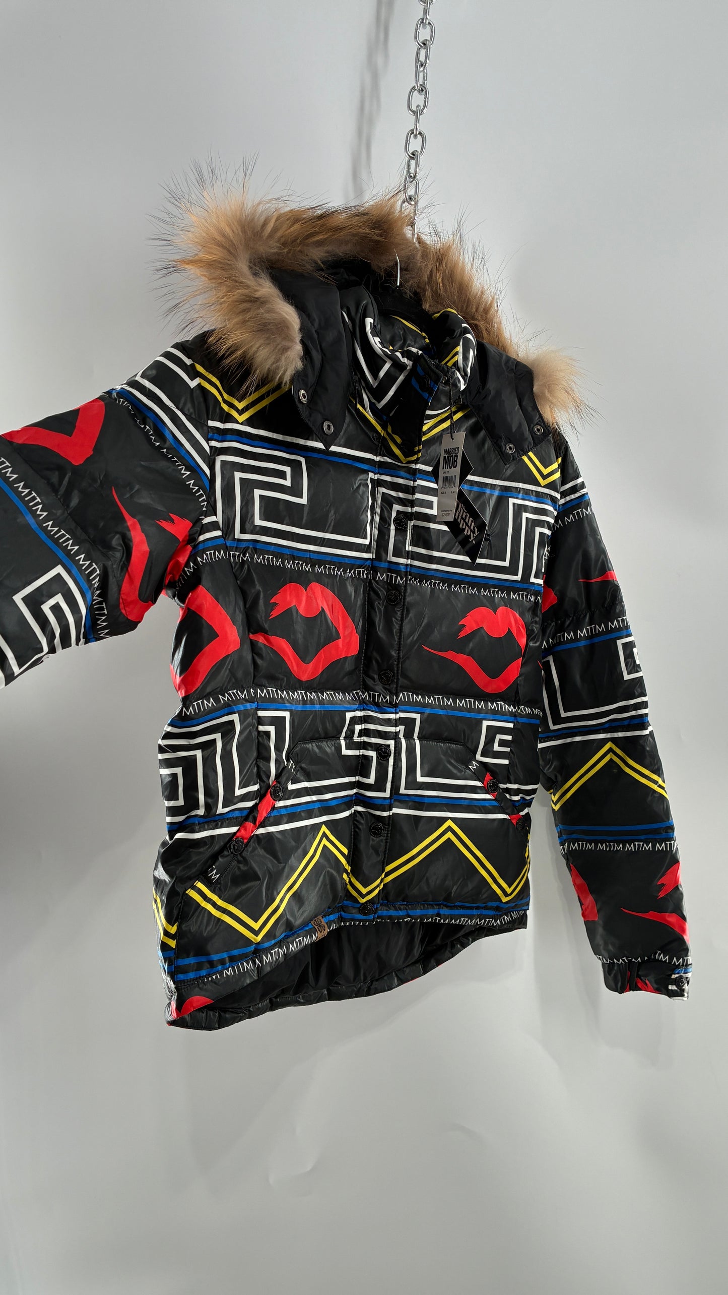 Vintage MARRIED TO THE MOB Graphic Puffer Jacket (Medium)