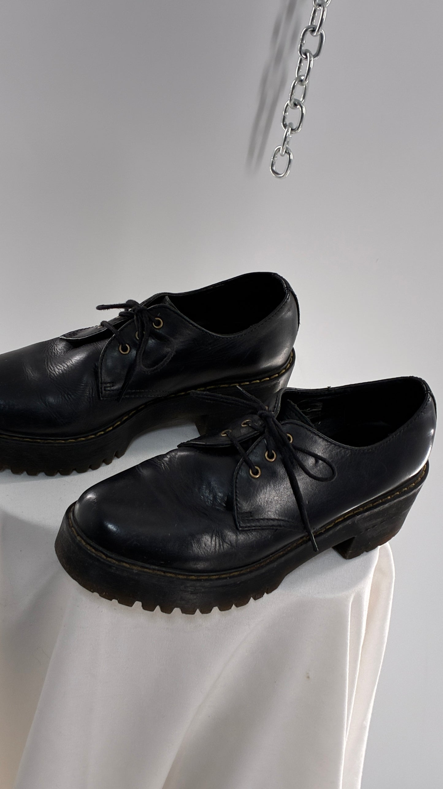 Vintage Doctor Martens Black Leather, Platform, Chunky Oxfords (9)