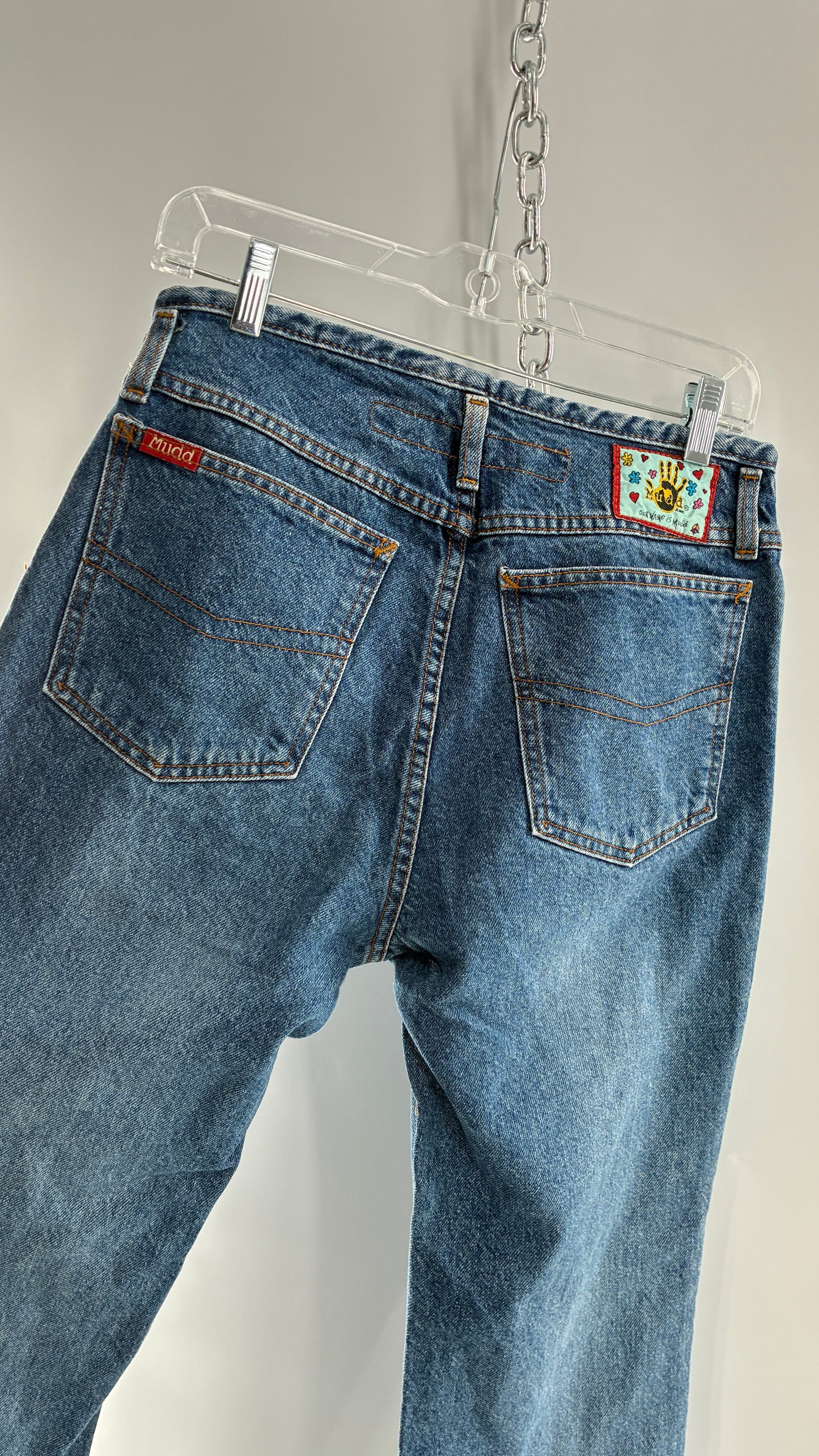 Vintage 1980s MUDD Flared Button Front Jeans with Colorful Jacron (9)