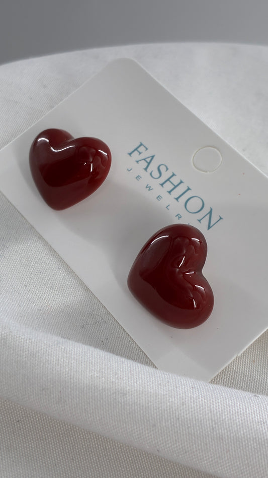 Red Heart Shaped Earrings