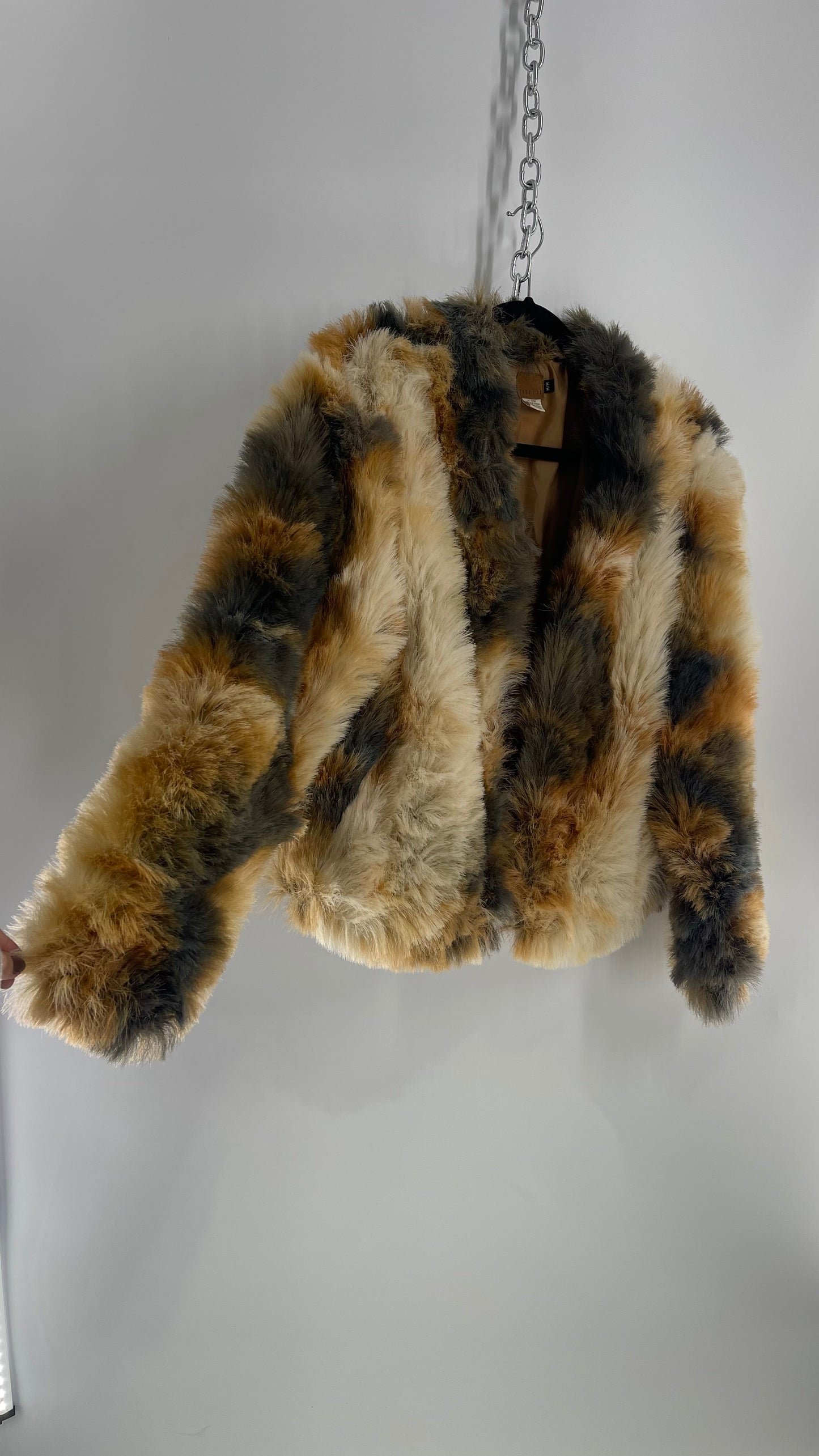 Vintage Tsunami Mixed Tone Faux Fur Coat (Medium)