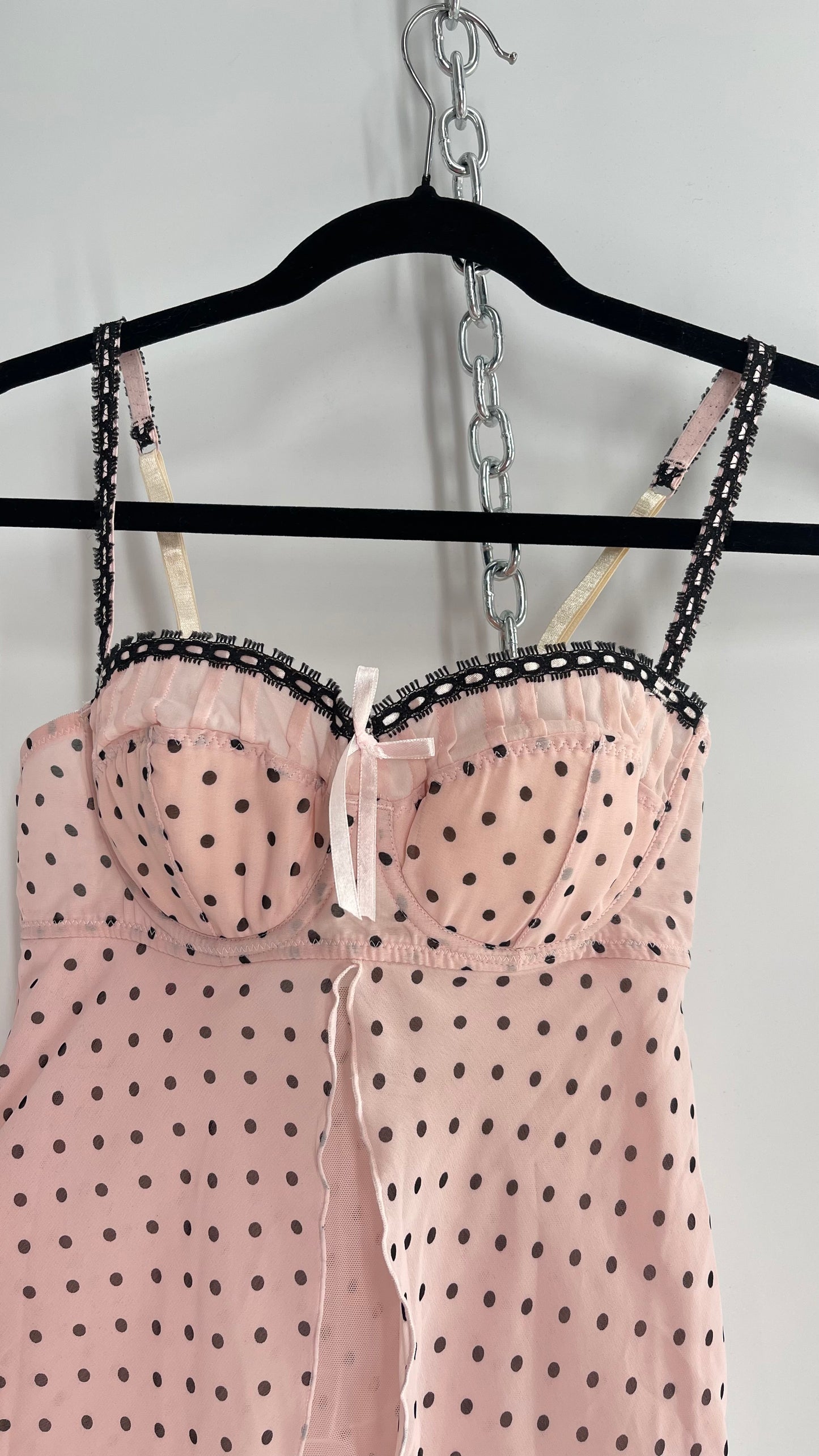 Vintage Native Intimates Baby Pink Polka Dot Bustier (34C/Medium)