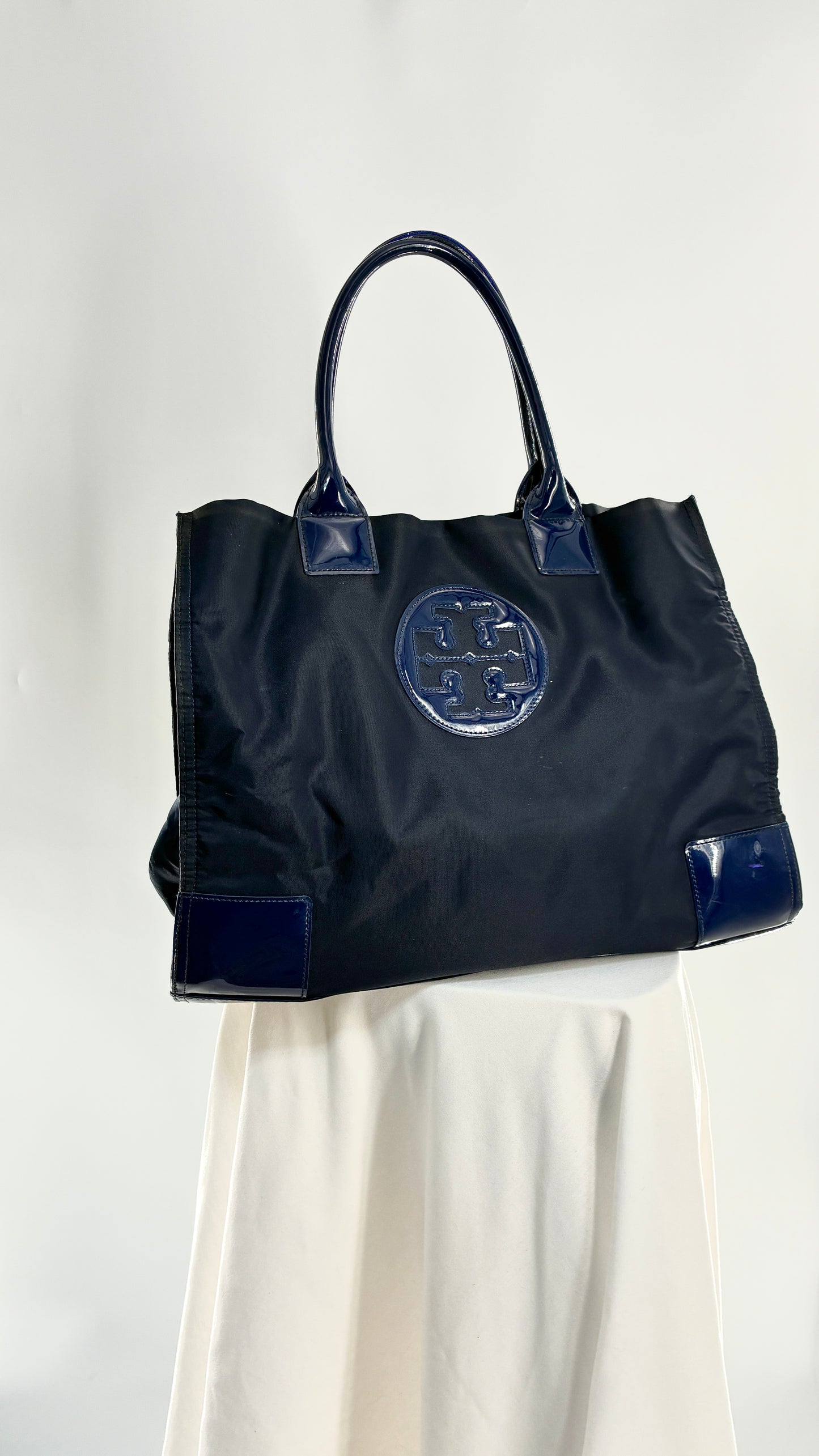 Vintage Tory Burch Navy Blue Ella Tote