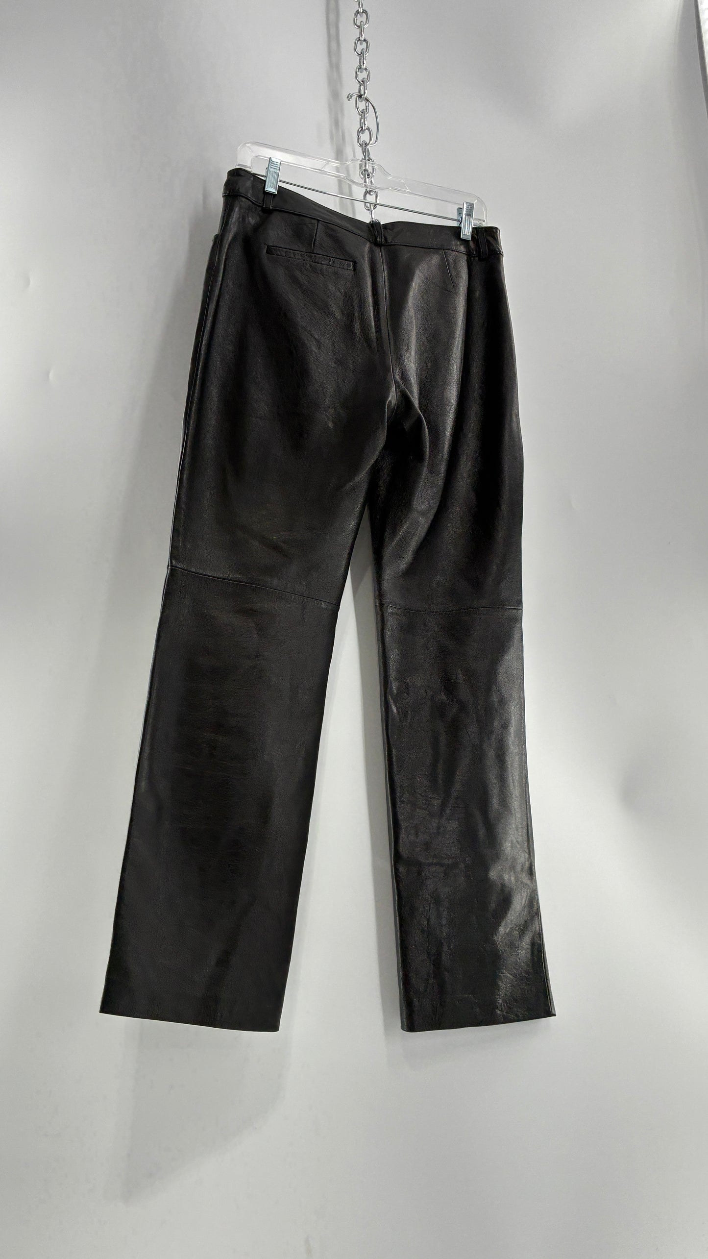Vintage INC Black Soft Genuine Leather  Side Closure Pants (6)