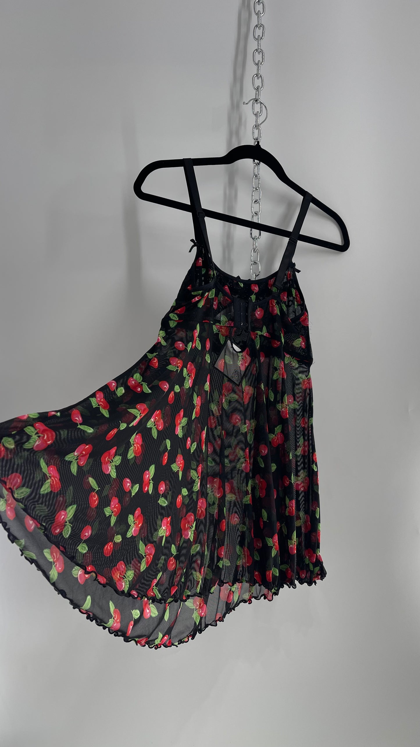 Cherry Printed Sheer Babydoll Mini/Tank (XL)