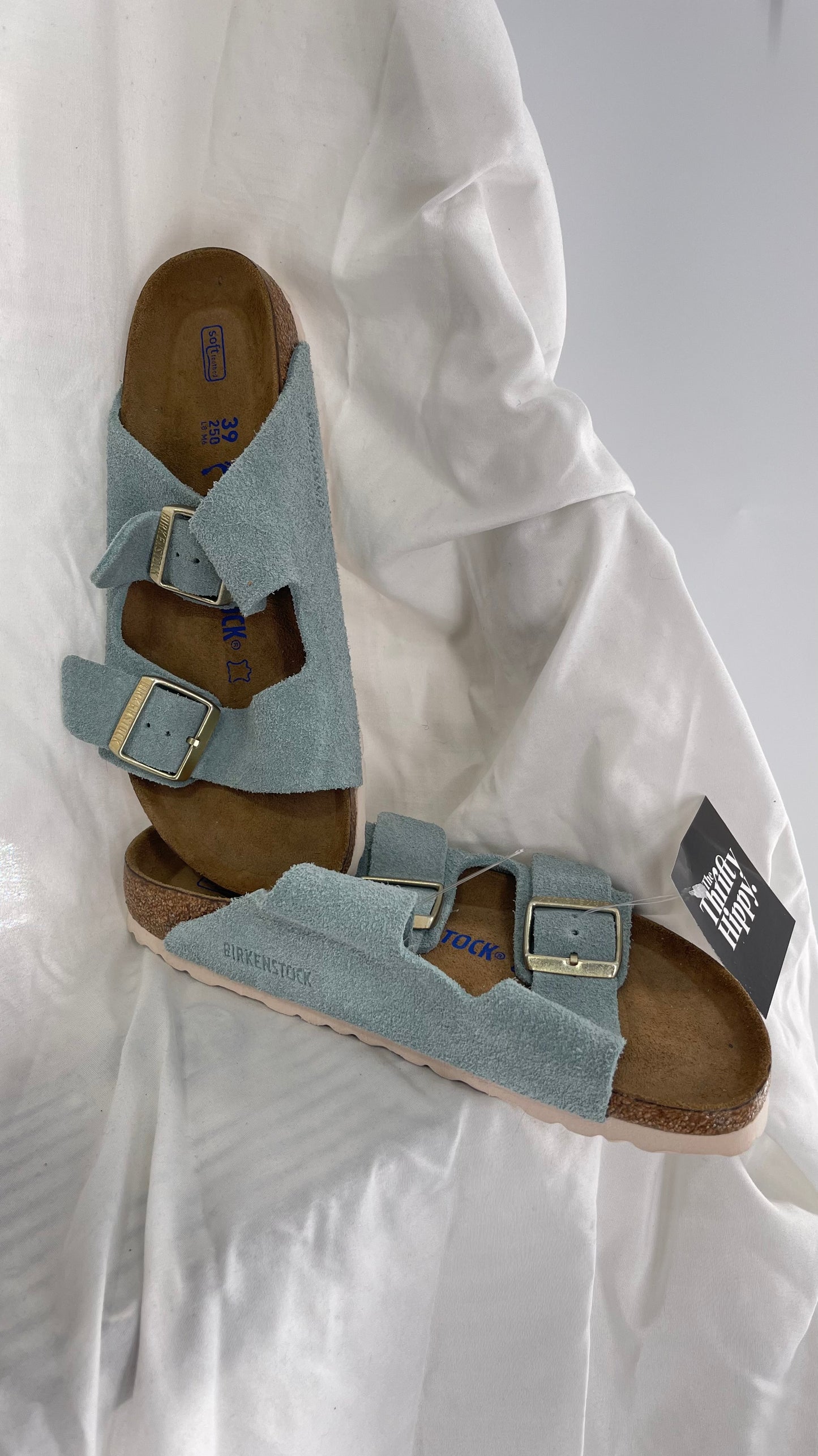 Birkenstock Powder Blue Suede Double Strap Sandal (39/8)