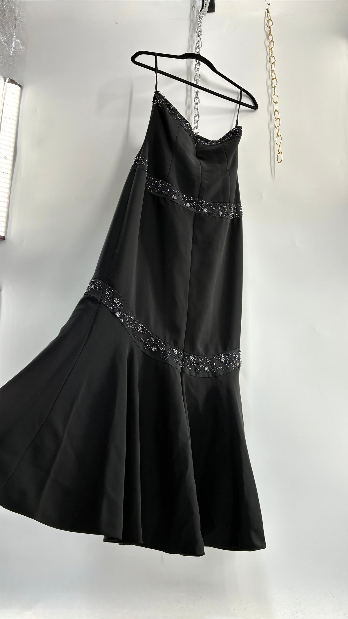 Vintage HAUTE COUTURE OBSESSIONS Black Beaded Maxi Dress (8)