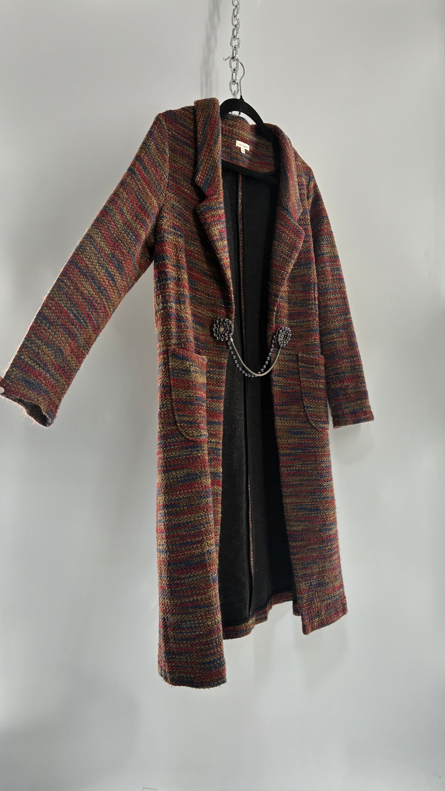 EN CRÈME Full Length Knit Overcoat (Large)