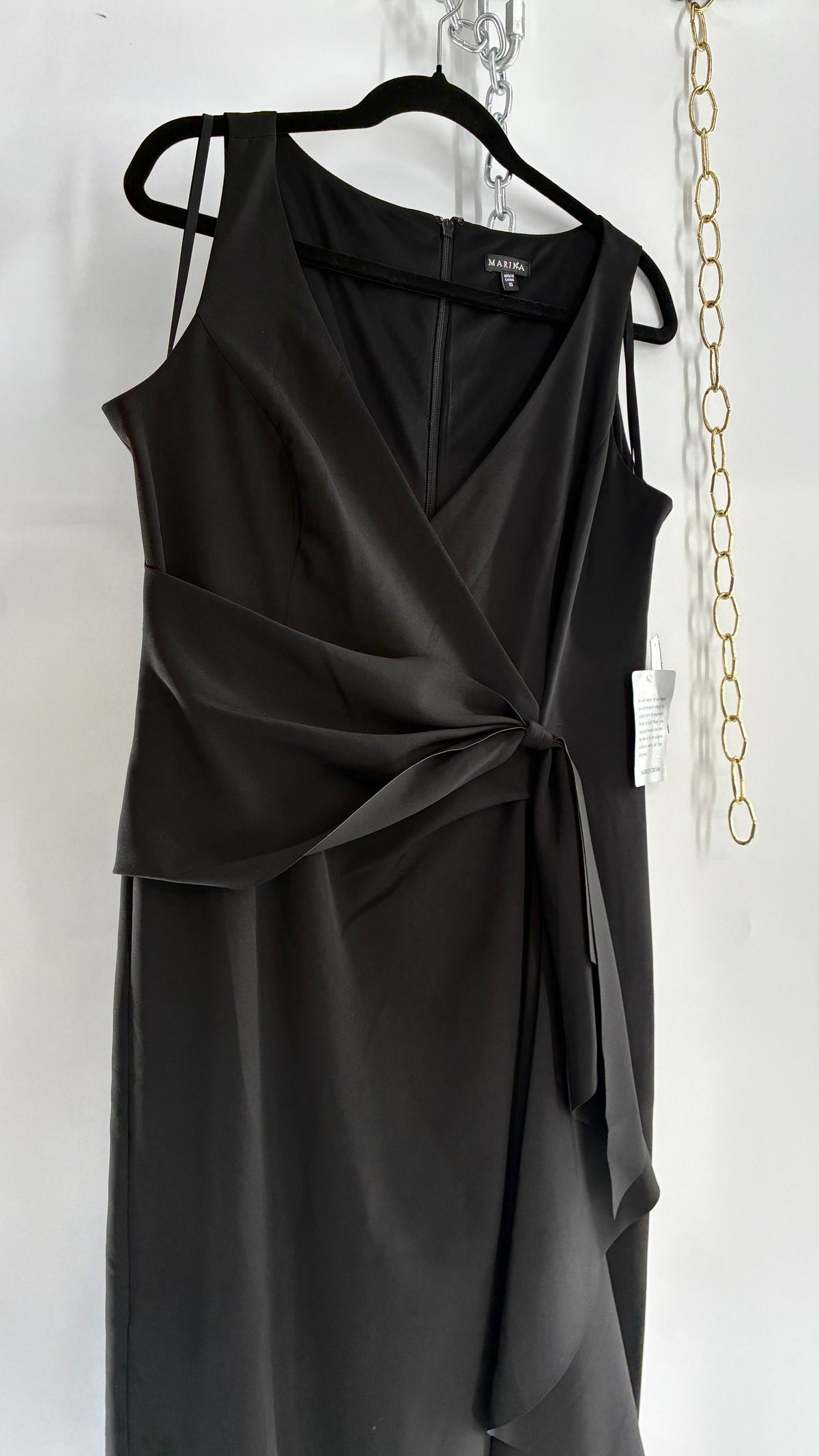 Deadstock Vintage MARINA Black Gown with Draping and Tags Attached (10)