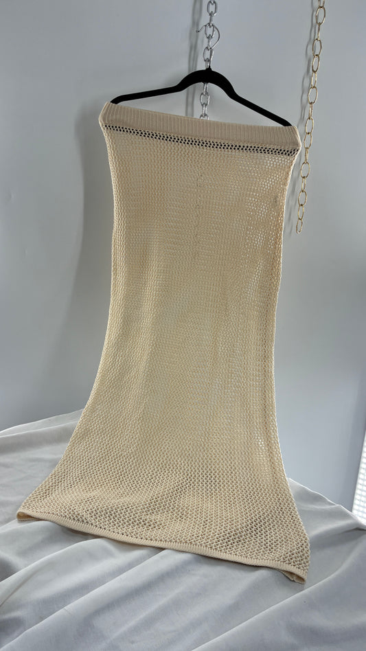 Cream Open Knit Skirt (S/M)