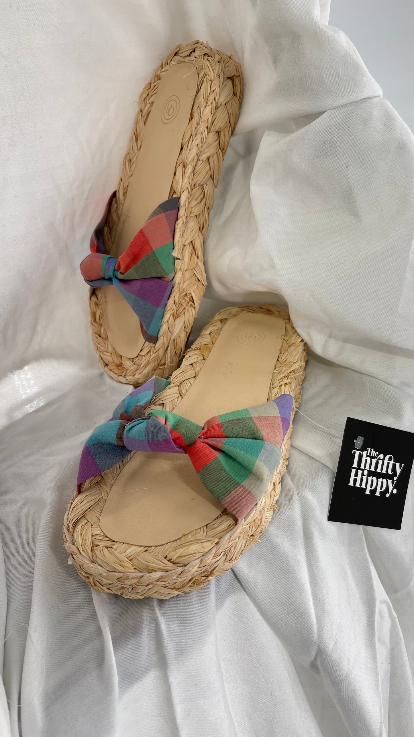 Urban Outfitters Wicker Sole Sandal with Picnic Patterned Strap (6)