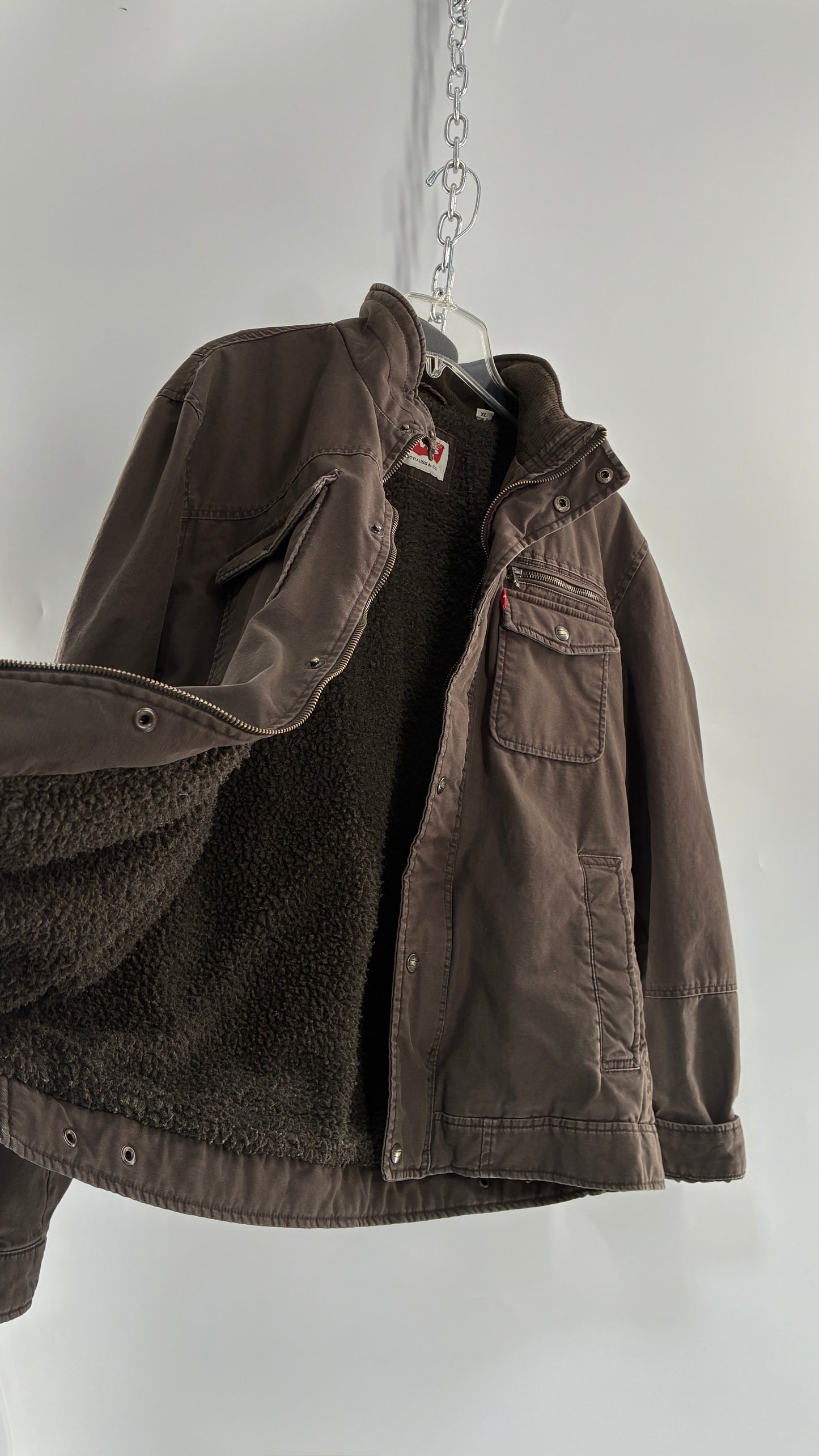 Vintage Men’s LEVI Brown Canvas Utility Jacket (XL)