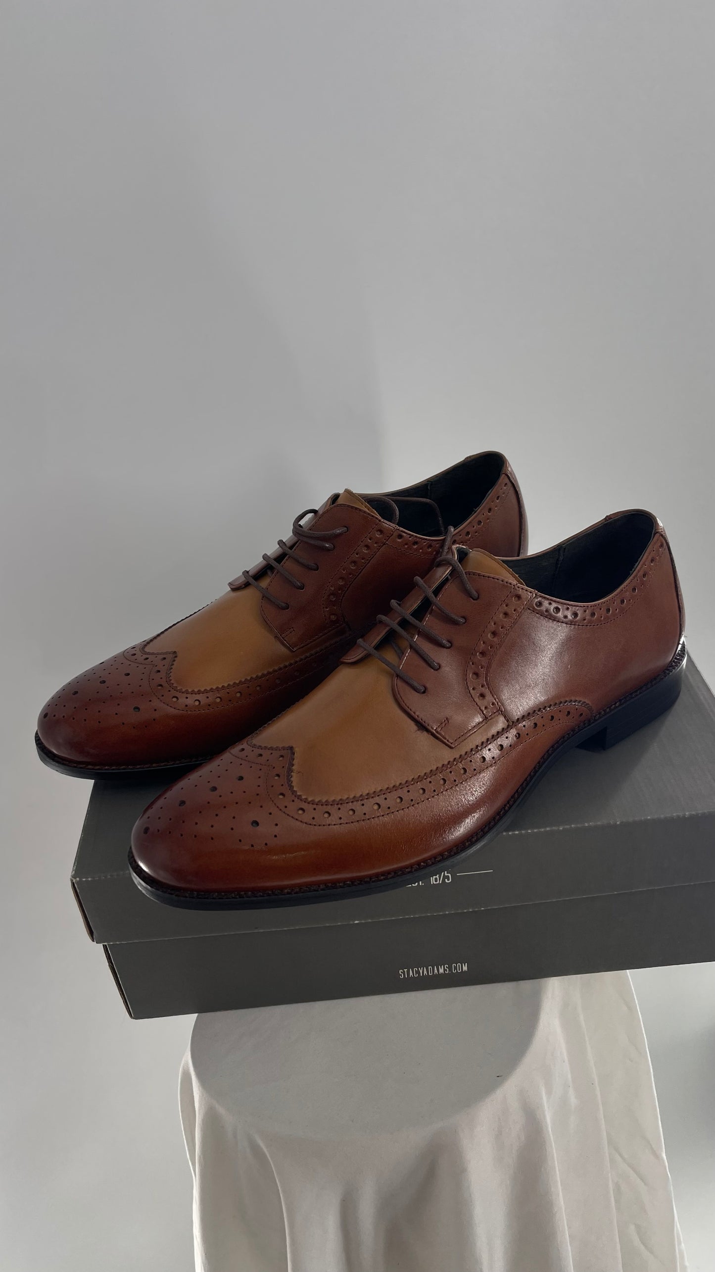 STACY ADAMS Brown and Tan Patent Leather Oxfords (13)