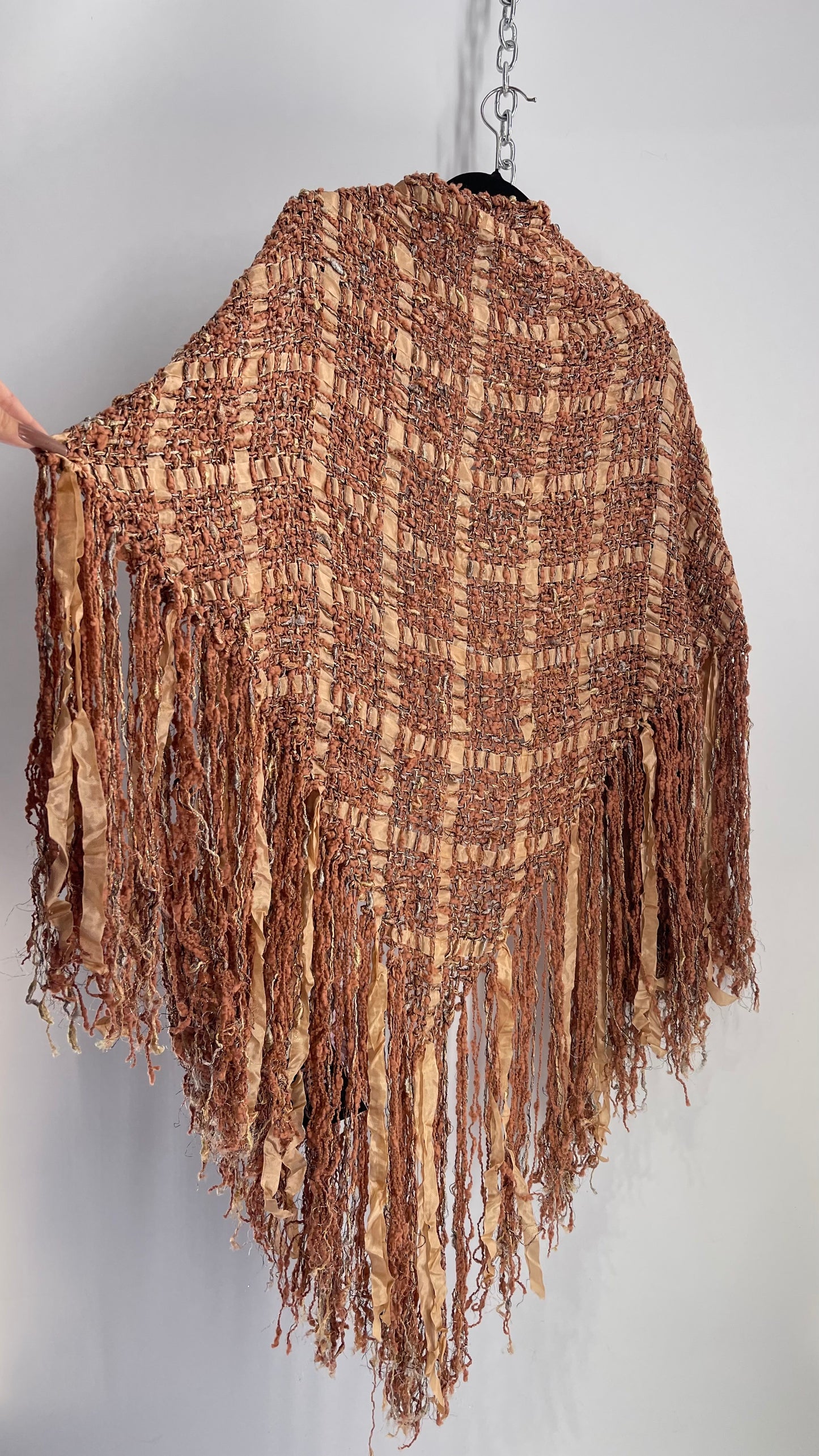 Vintage Fringed Scarf/Cape Benefits Hand Woven by Bob Gibson and Jon Fivecoat (One Size)