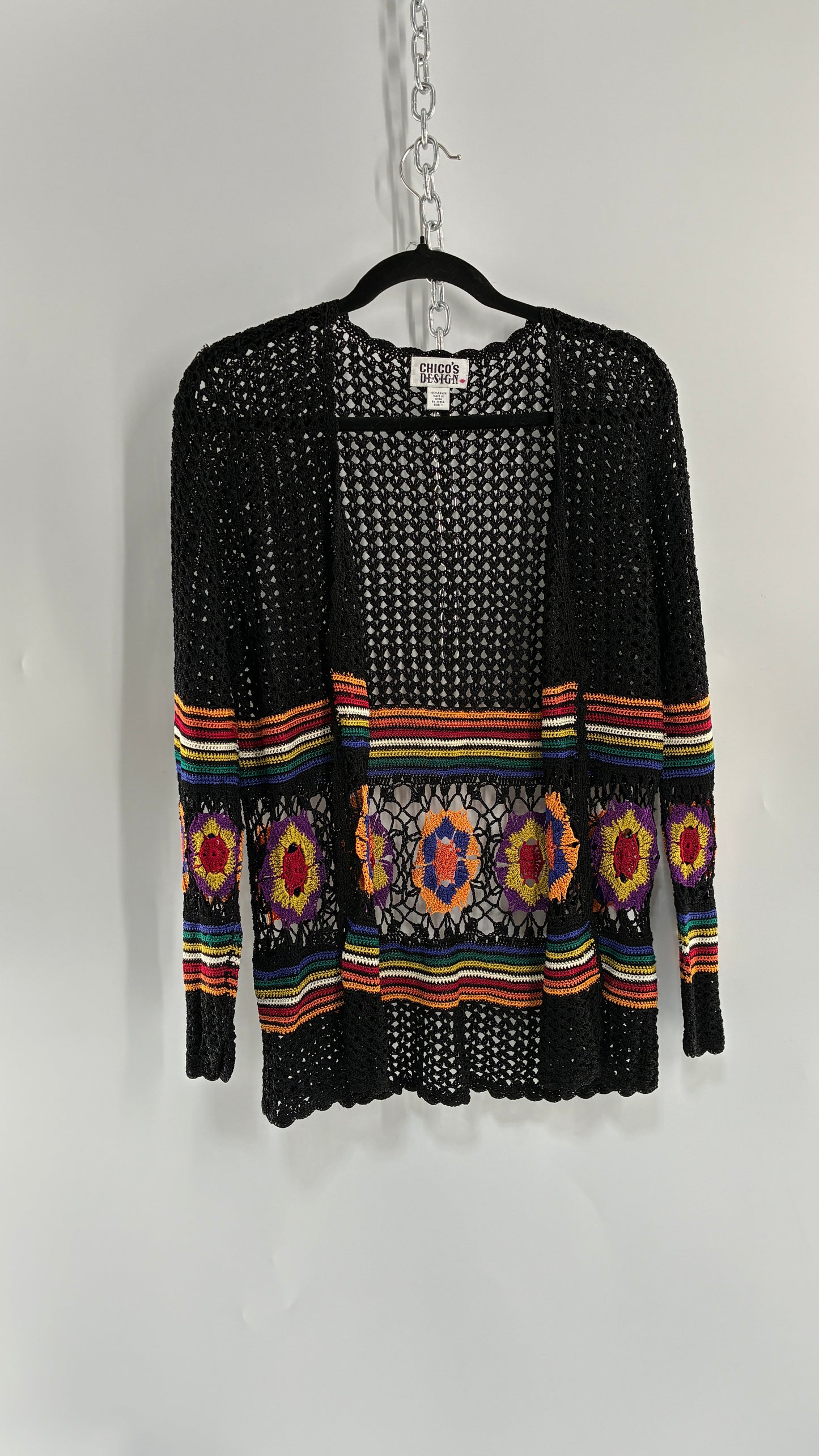 Vintage CHICO’S DESIGN Crochet Black and Multicolored Pattern (1)