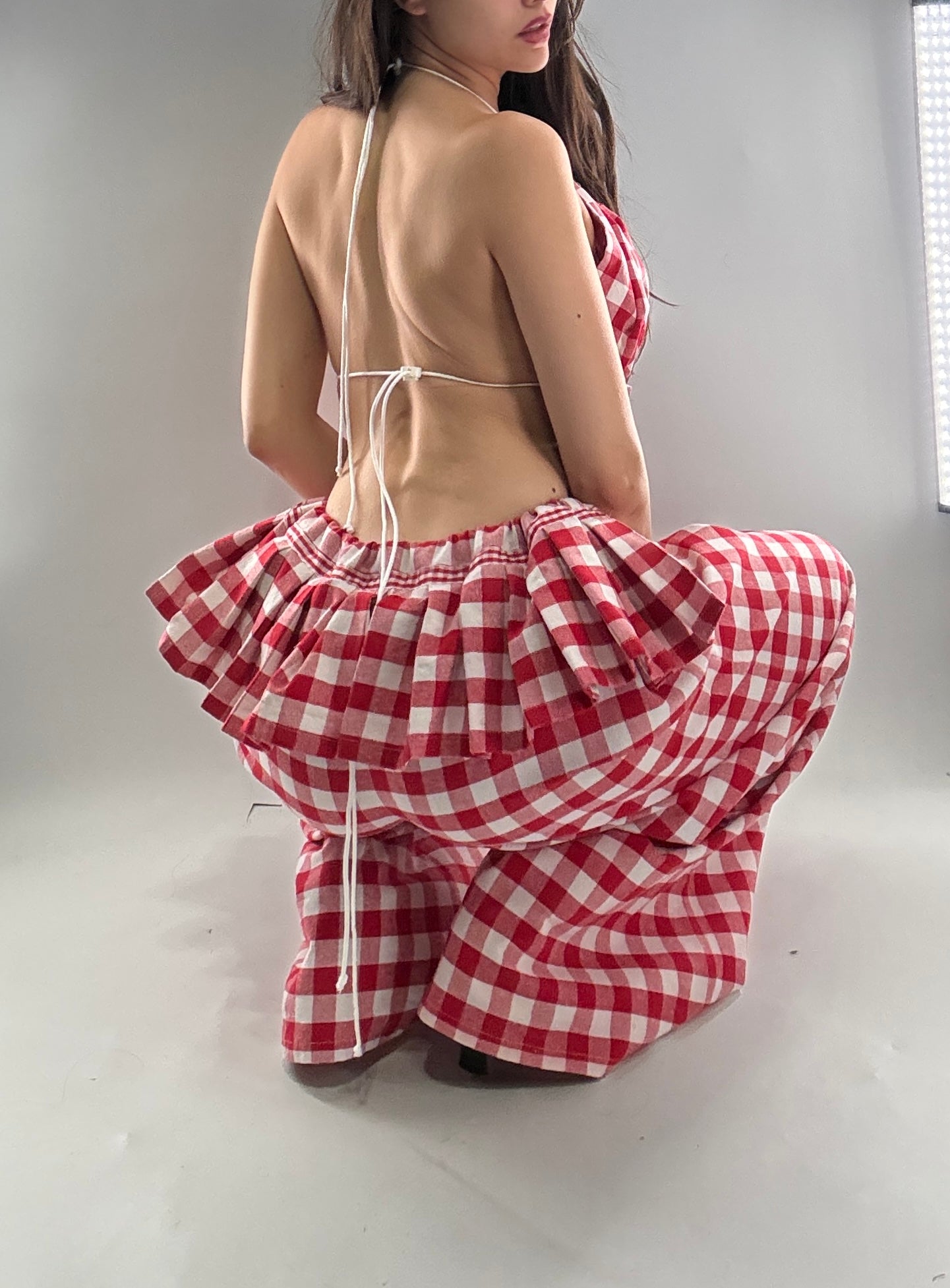 Vintage Handmade Picnic Red/White Gingham Two Piece Set (XS-L)