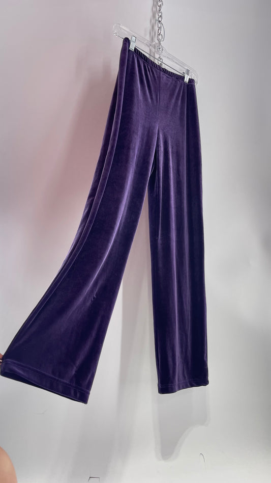 Vintage Purple Velour Velveteen Yoga Pant (Small)