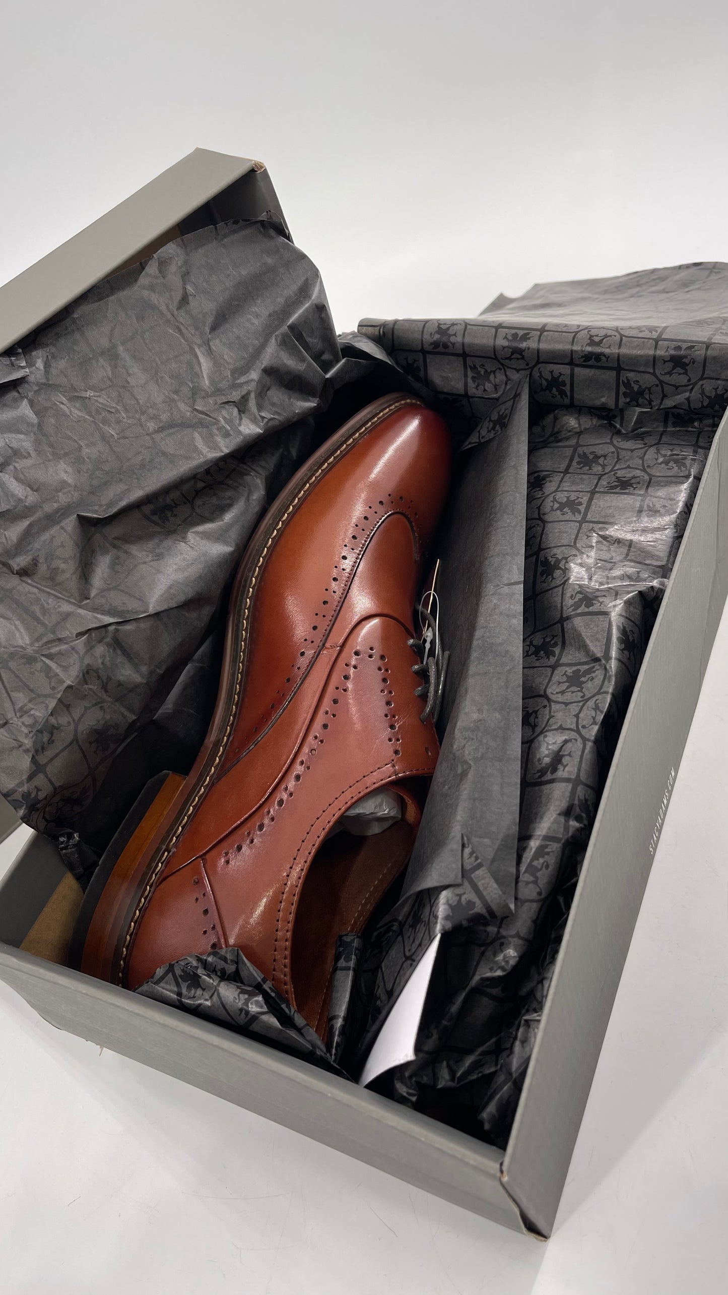 Stacy Adam’s Cognac Leather Brown MacArthur Oxford Dress Shoes (9)